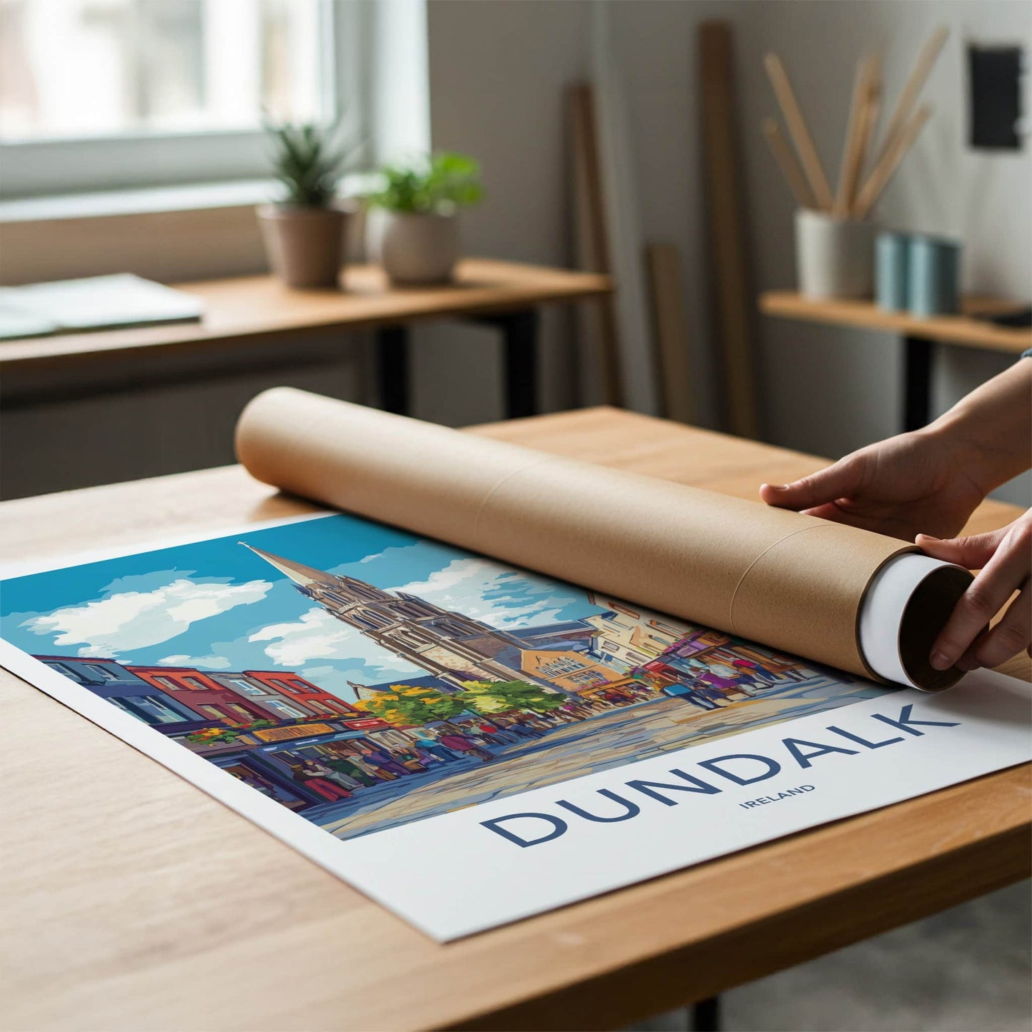 Dundalk Poster - Ireland Travel Art - Cityscape Street View Home Decor