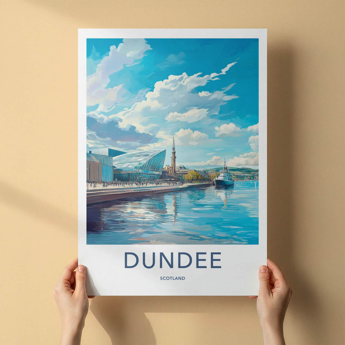 Dundee Poster - Scotland Art Print - Harbor Cityscape View Wall Decor
