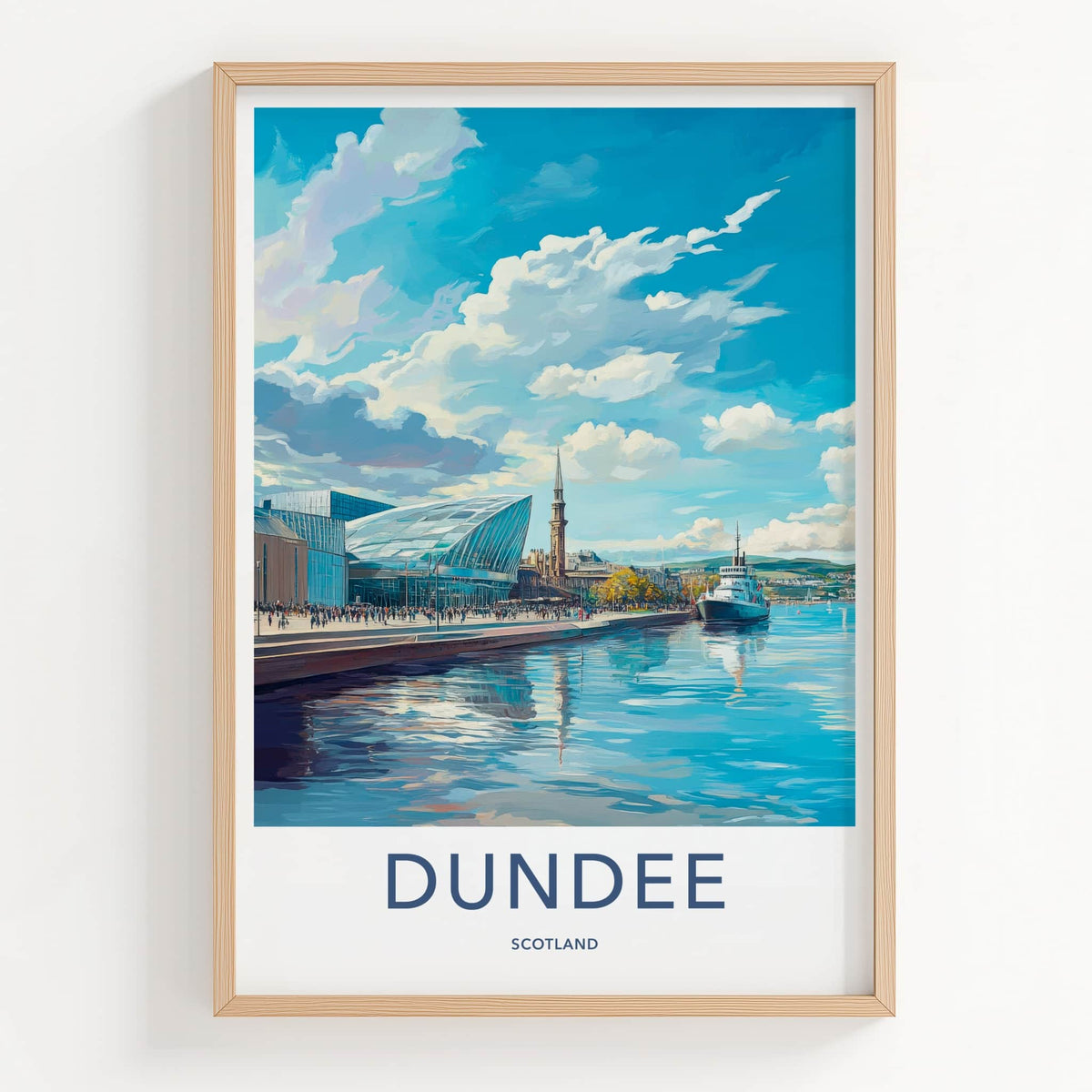 Dundee Poster - Scotland Art Print - Harbor Cityscape View Wall Decor