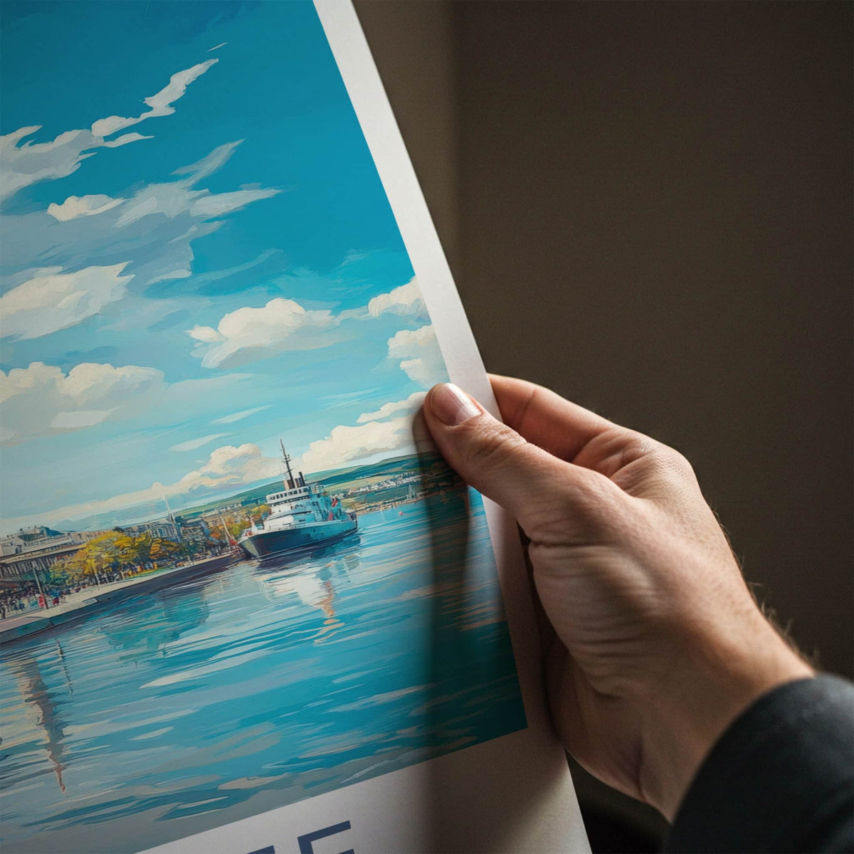 Dundee Poster - Scotland Art Print - Harbor Cityscape View Wall Decor