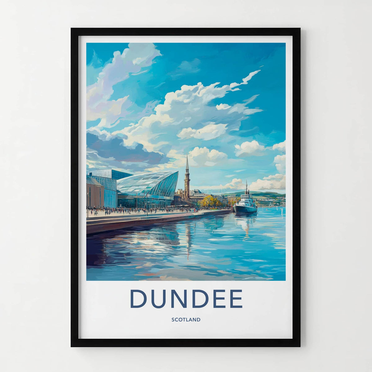 Dundee Poster - Scotland Art Print - Harbor Cityscape View Wall Decor