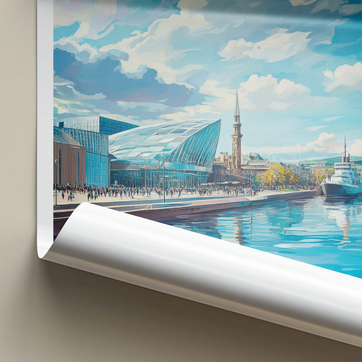 Dundee Poster - Scotland Art Print - Harbor Cityscape View Wall Decor