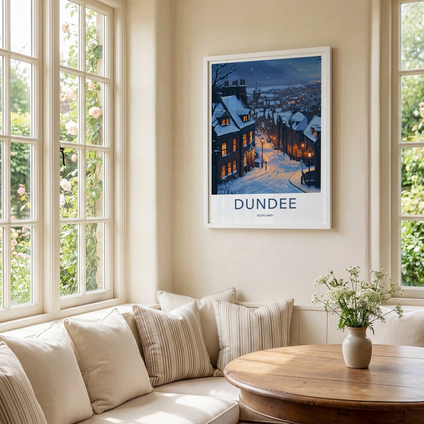 Dundee Poster - Scotland Framed Print - Snowy City Lights Framed Decor