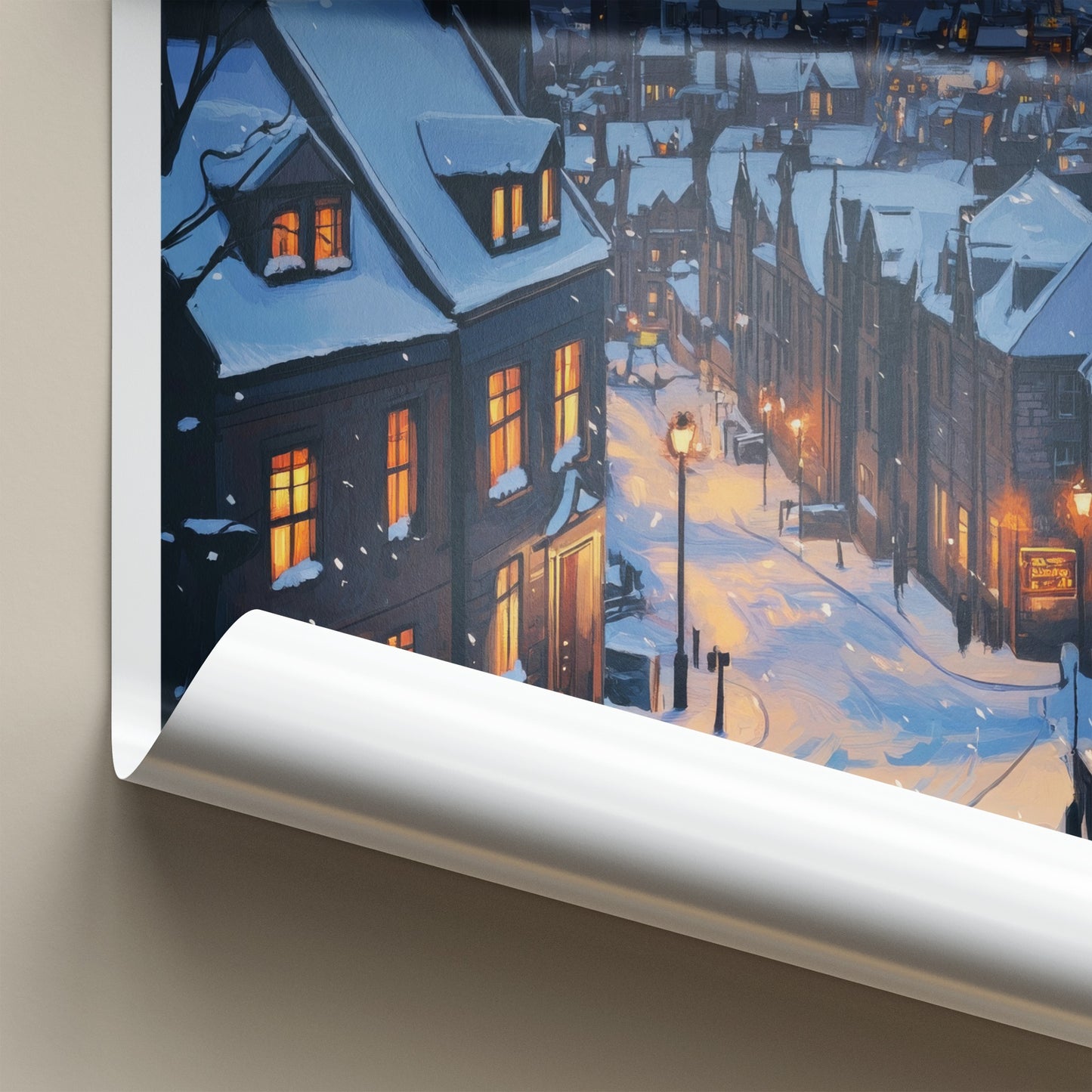 Dundee Poster - Scotland Framed Print - Snowy City Lights Framed Decor