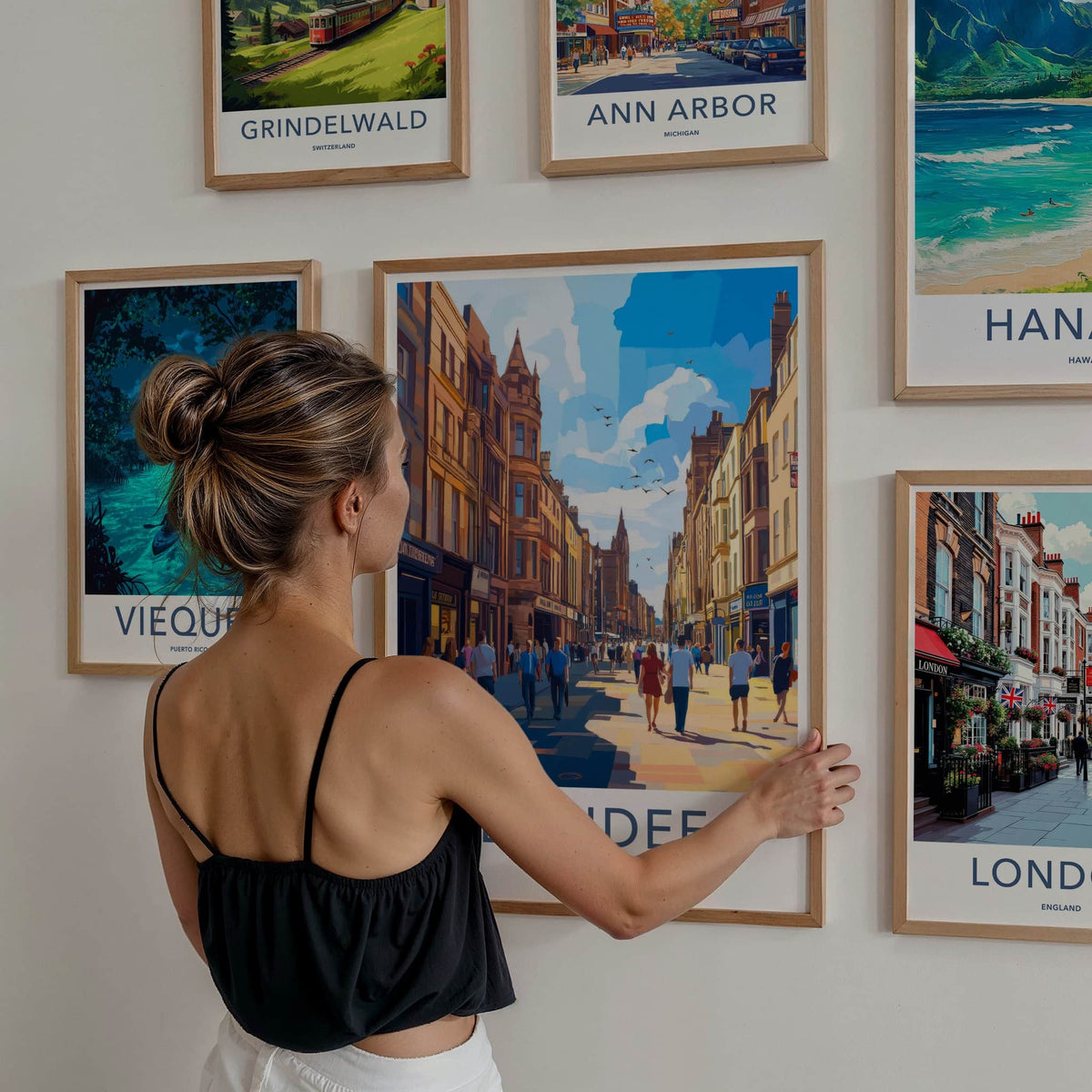 Dundee Poster - Scotland Travel Art - Busy City Street Home Decor