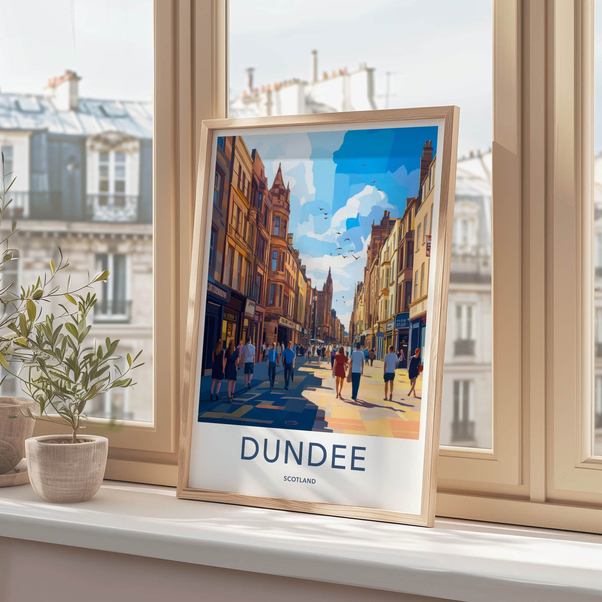 Dundee Poster - Scotland Travel Art - Busy City Street Home Decor