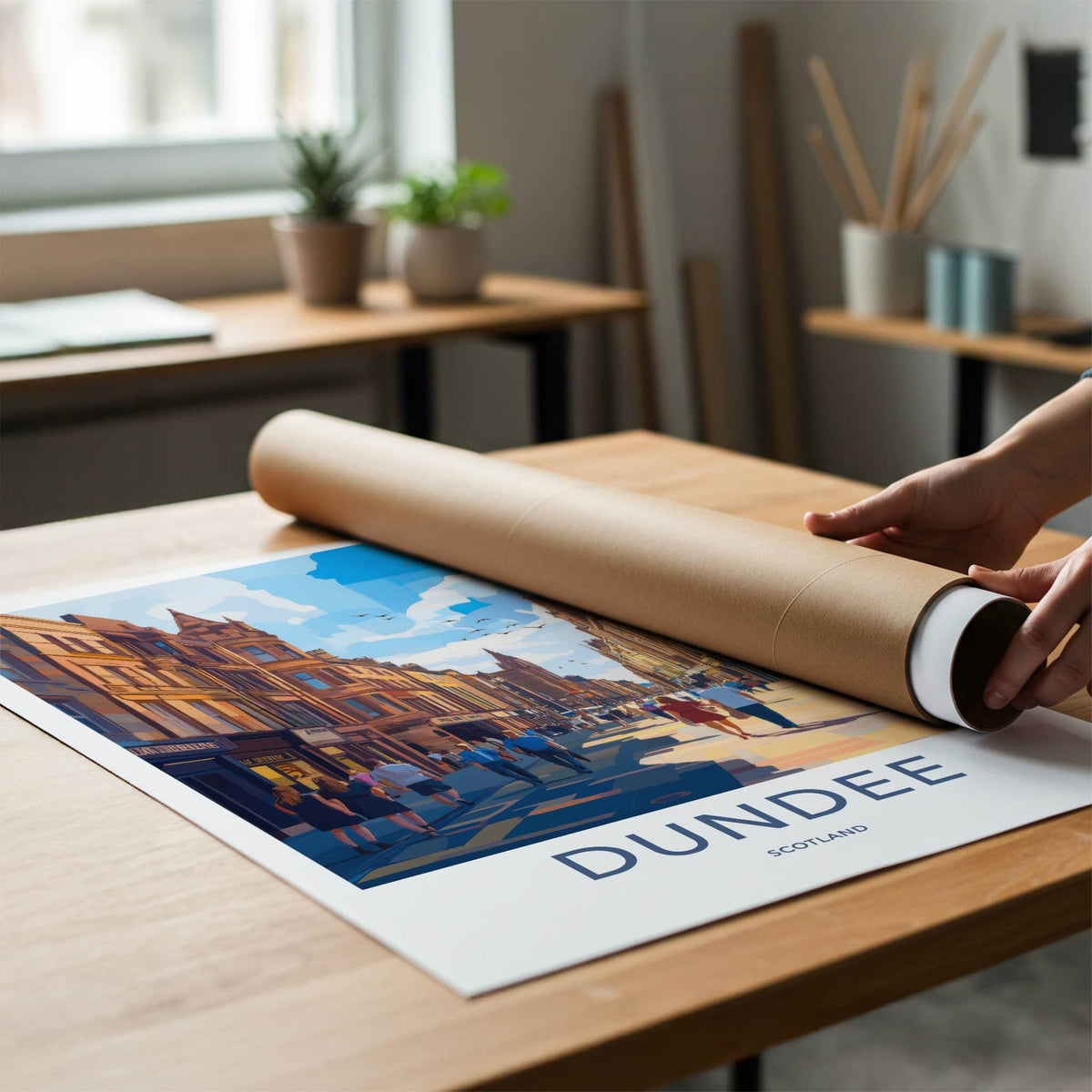 Dundee Poster - Scotland Travel Art - Busy City Street Home Decor