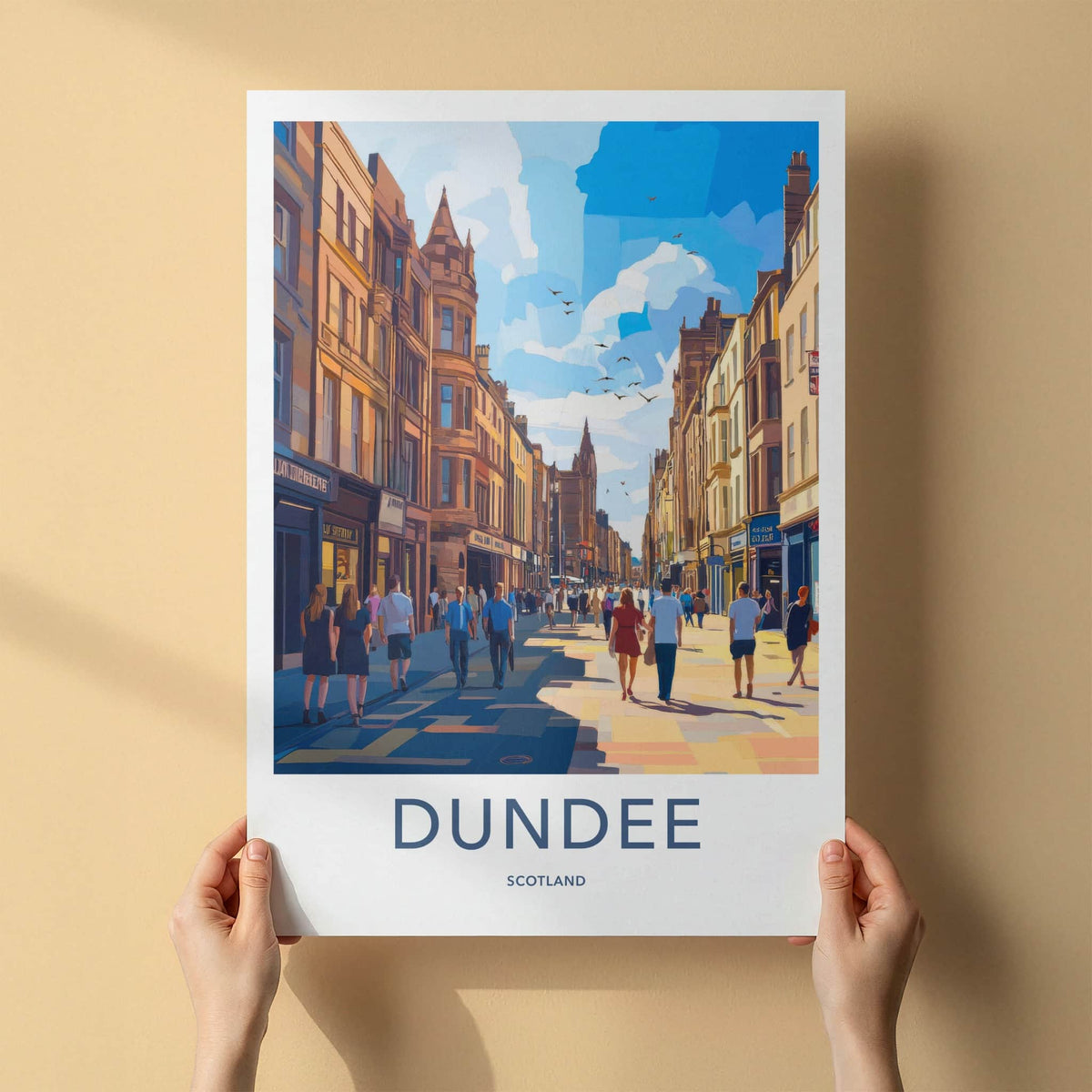 Dundee Poster - Scotland Travel Art - Busy City Street Home Decor