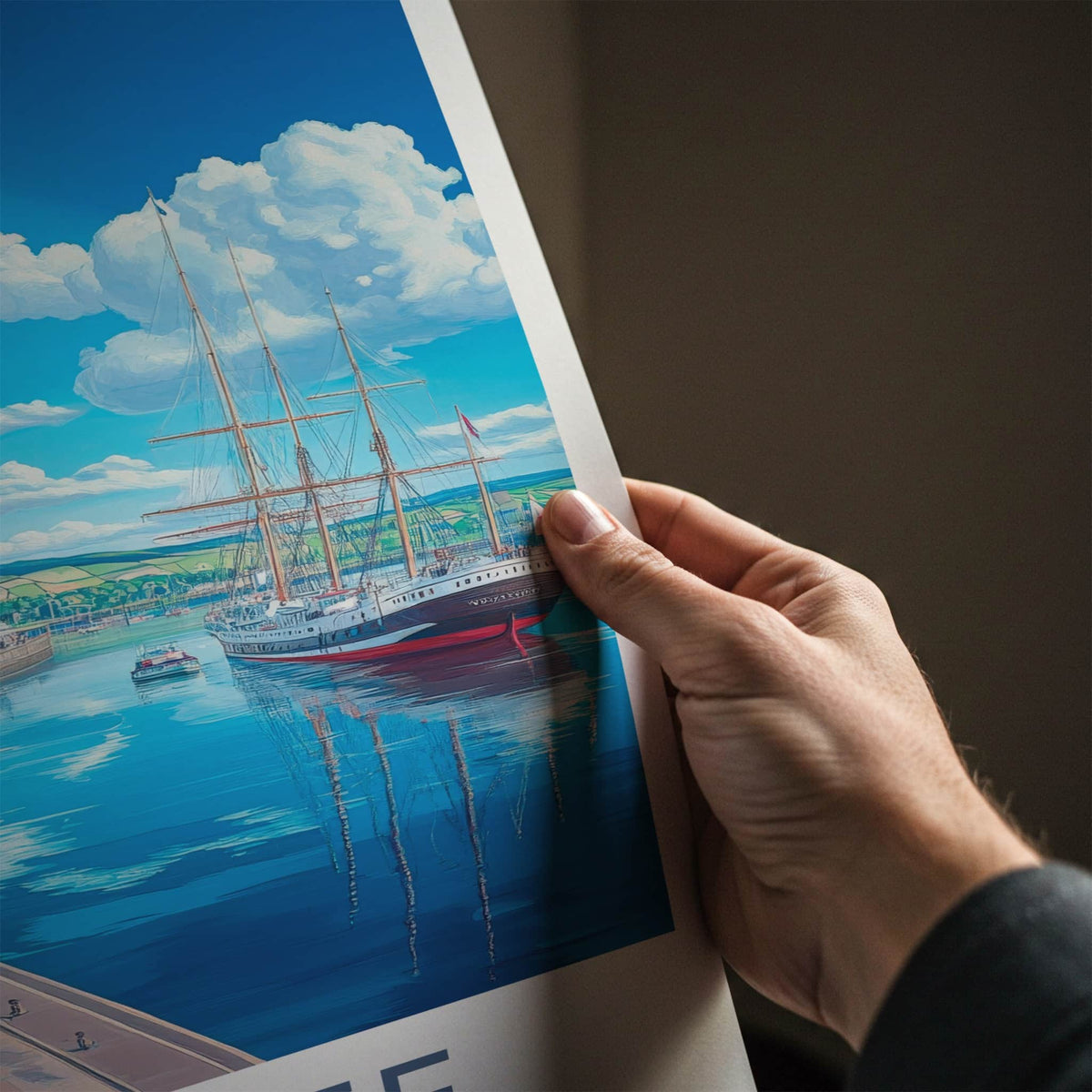 Dundee Poster - Scotland Travel Art - Historic Ship Harbor Home Decor