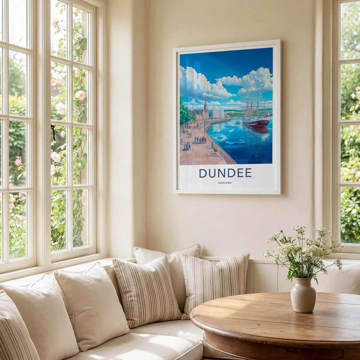 Dundee Poster - Scotland Travel Art - Historic Ship Harbor Home Decor