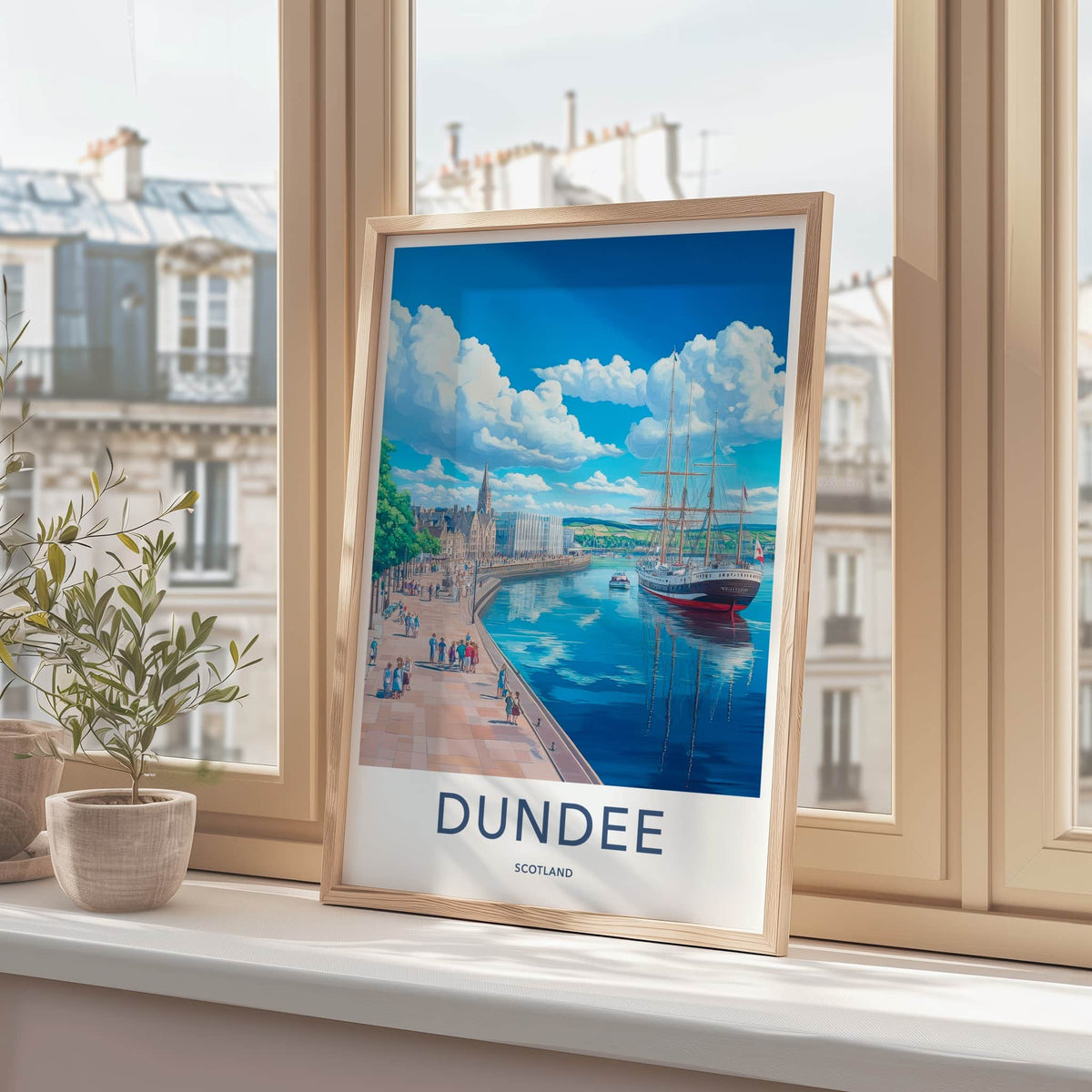 Dundee Poster - Scotland Travel Art - Historic Ship Harbor Home Decor