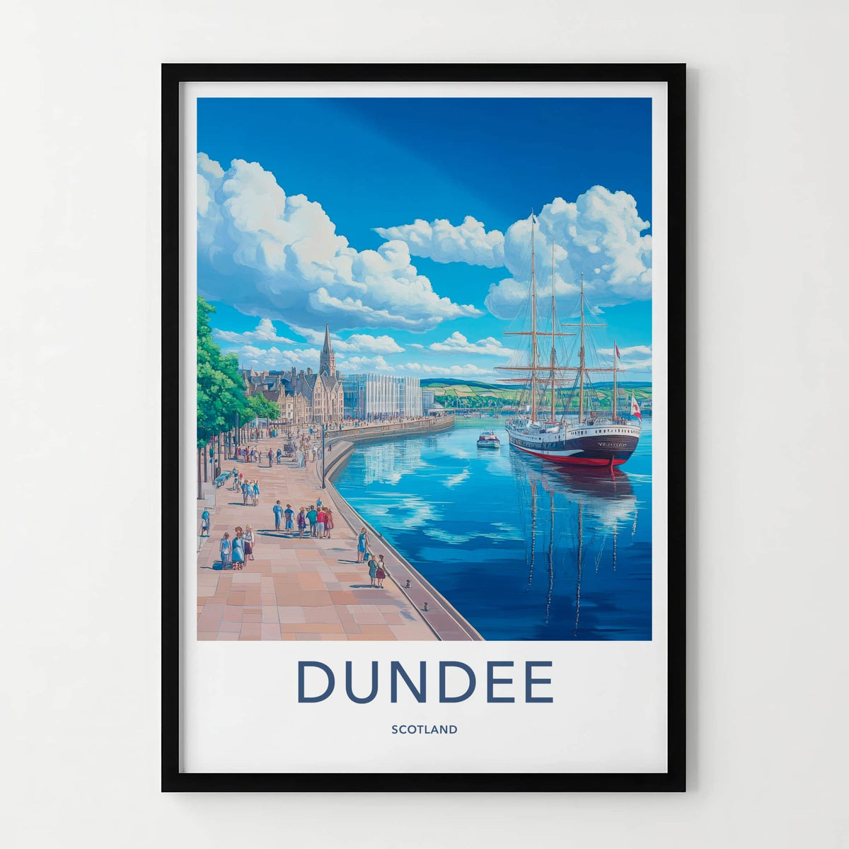 Dundee Poster - Scotland Travel Art - Historic Ship Harbor Home Decor