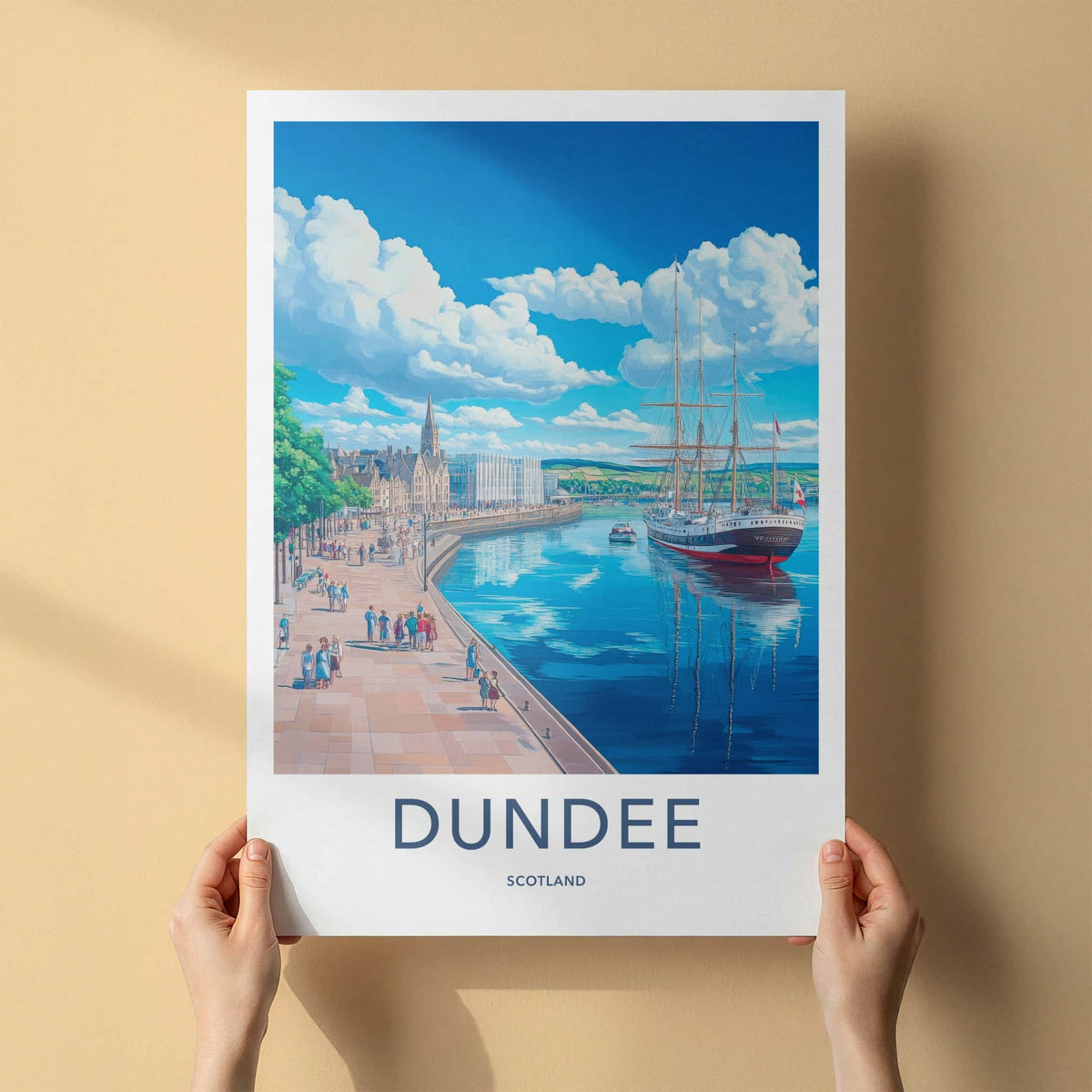 Dundee Poster - Scotland Travel Art - Historic Ship Harbor Home Decor