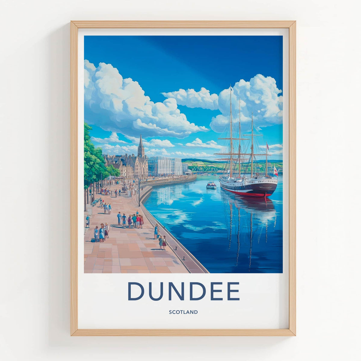 Dundee Poster - Scotland Travel Art - Historic Ship Harbor Home Decor