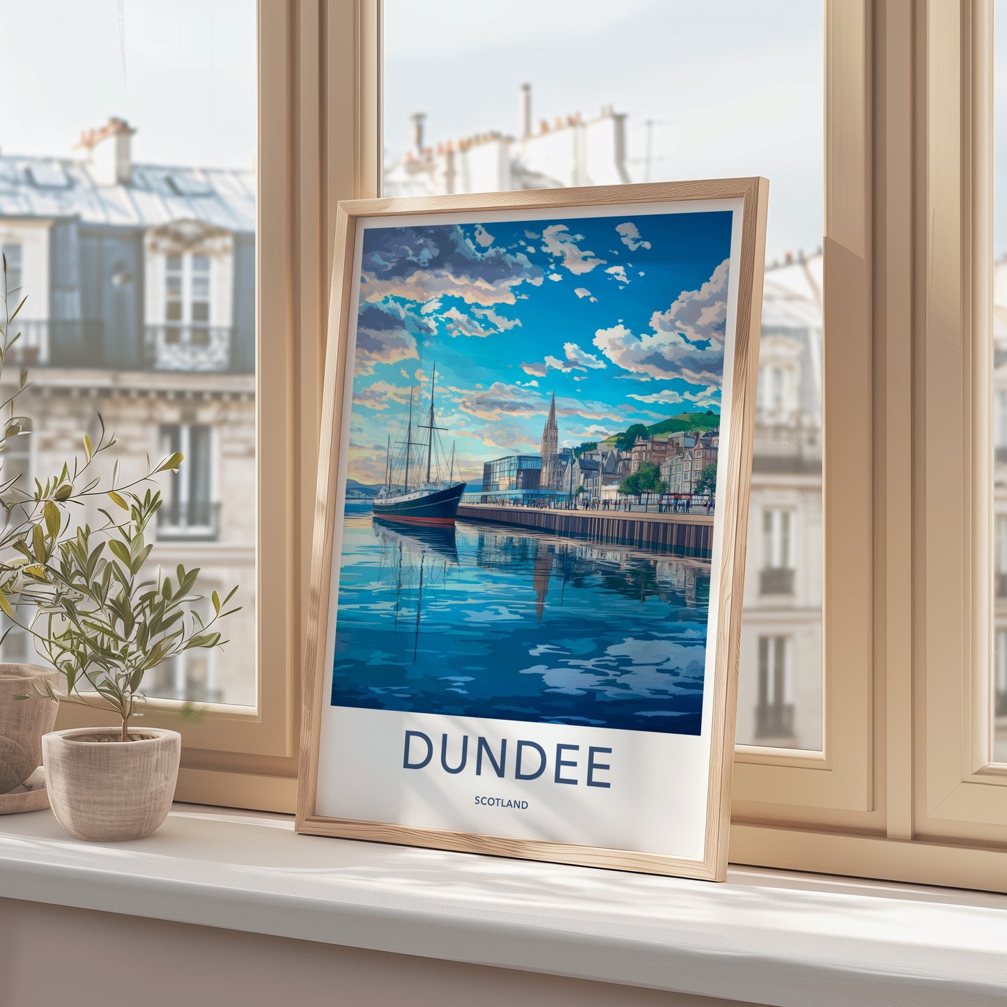 Dundee Poster - Scotland Travel Art - Historic Ship Harbor Home Decor