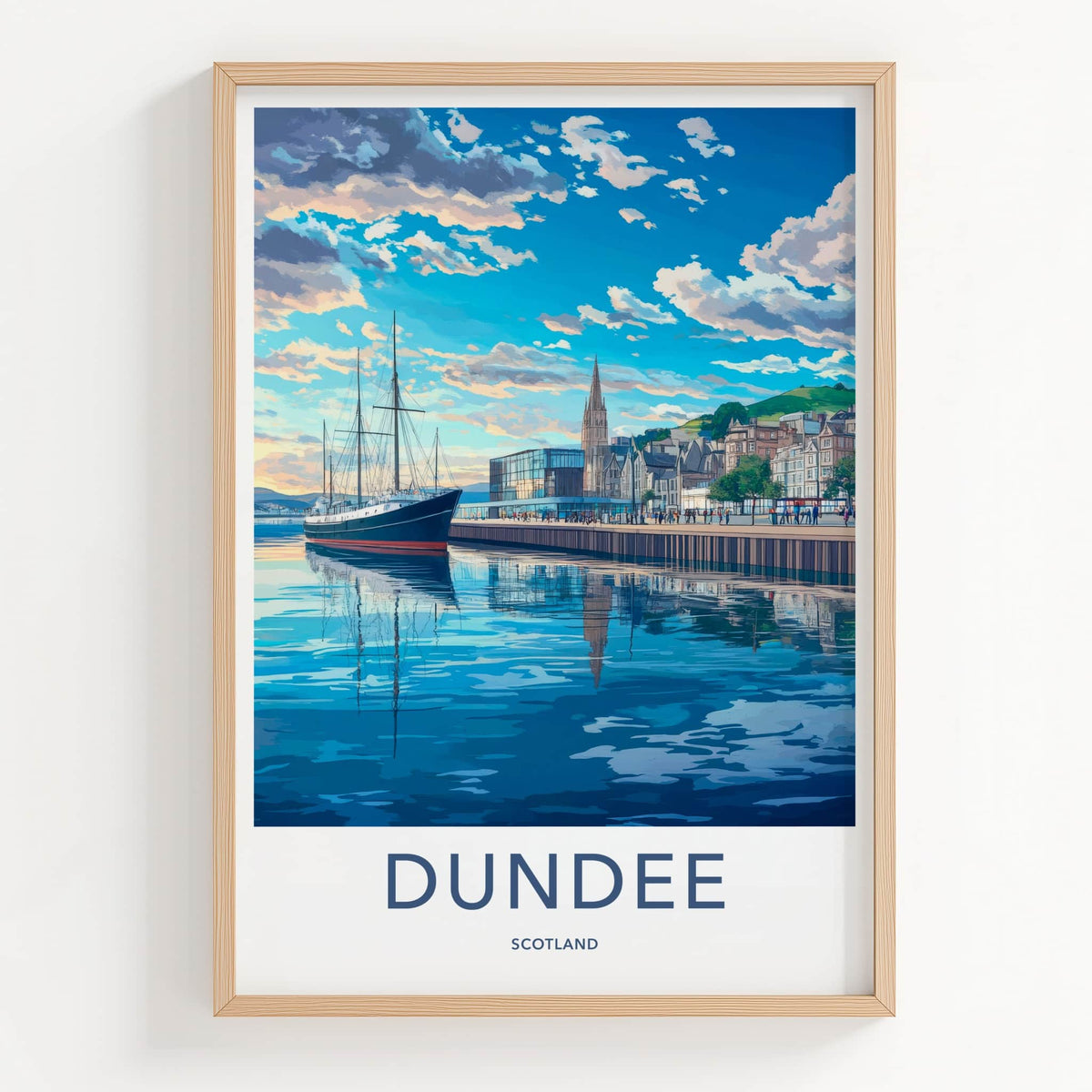 Dundee Poster - Scotland Travel Art - Historic Ship Harbor Home Decor