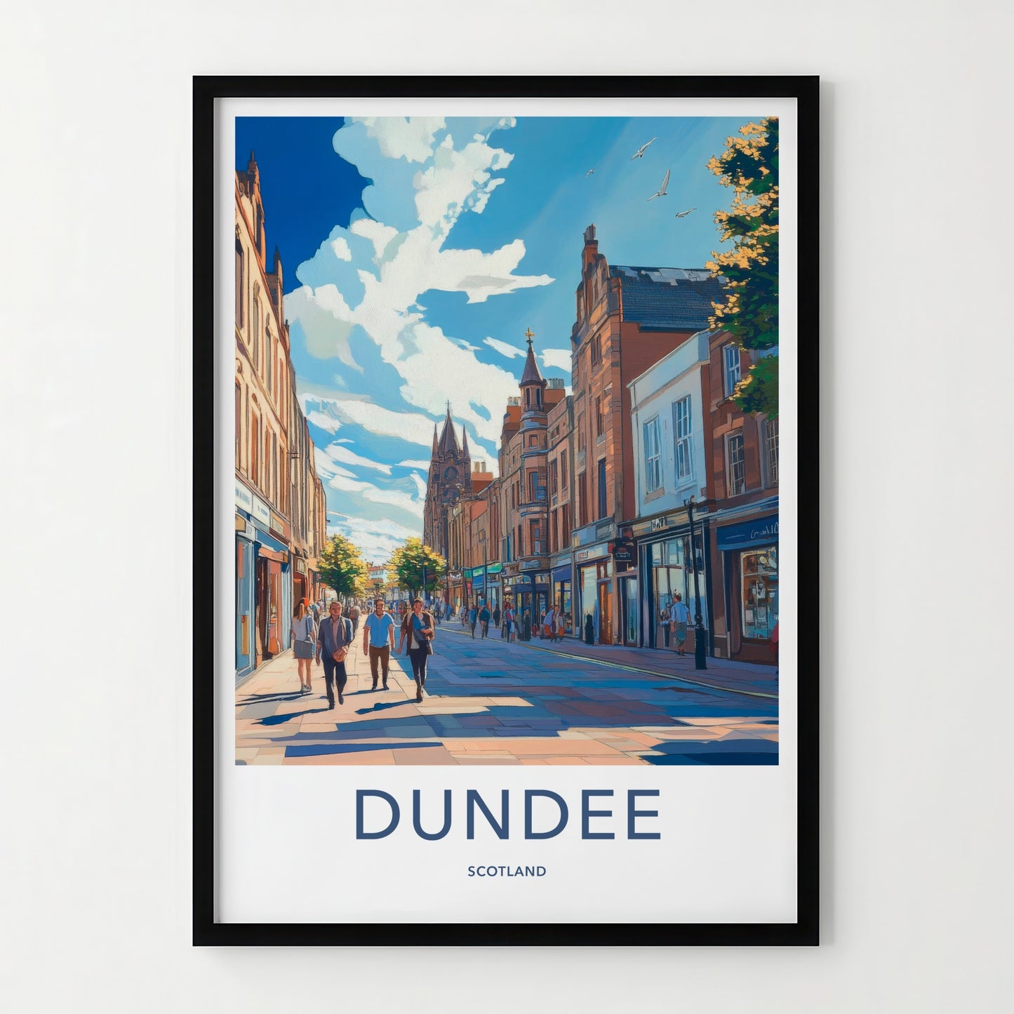 Dundee Poster - Scotland Travel Art - Urban Street Scene Home Decor