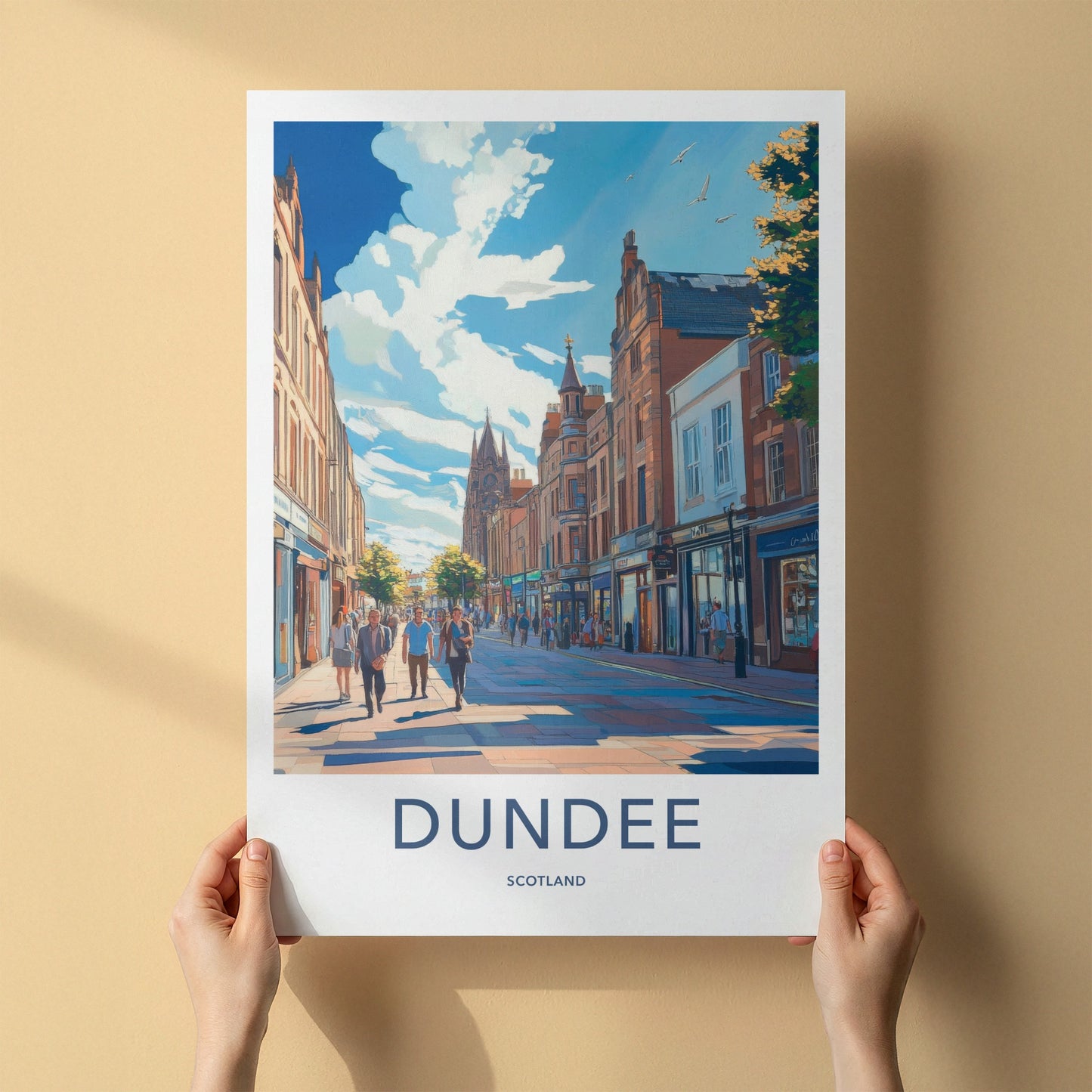 Dundee Poster - Scotland Travel Art - Urban Street Scene Home Decor