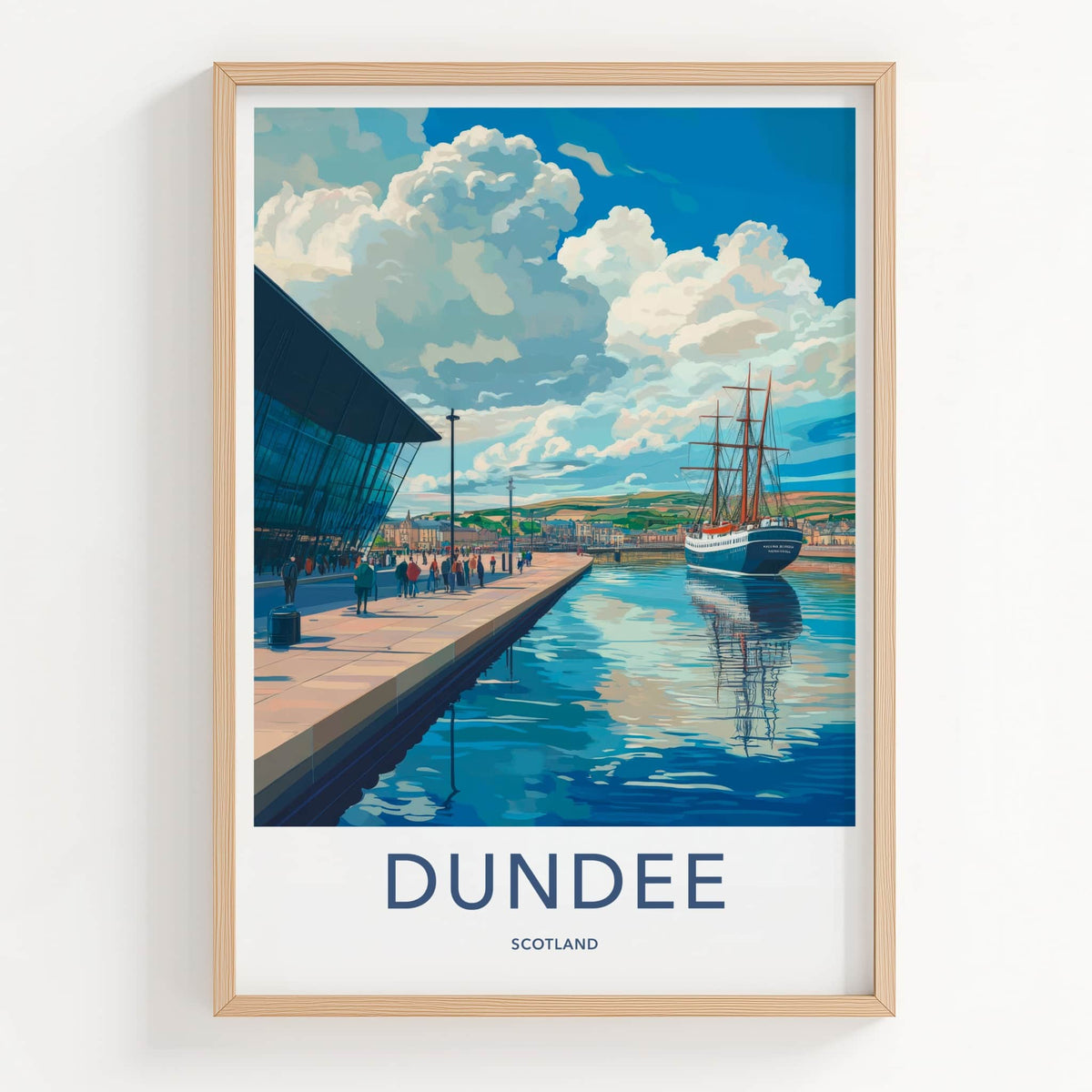 Dundee Poster - Scotland Travel Art - Waterfront ship view Wall Decor