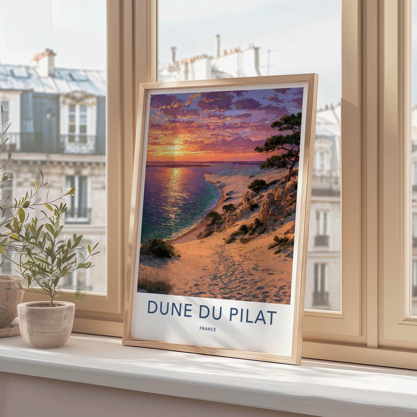 Dune Du Pilat Poster - France Travel Art - Golden Ocean Sunset Home Decor
