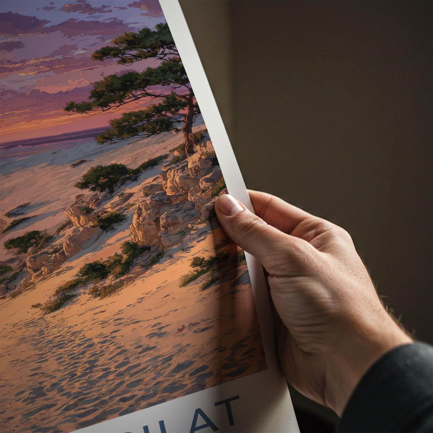 Dune Du Pilat Poster - France Travel Art - Golden Ocean Sunset Home Decor