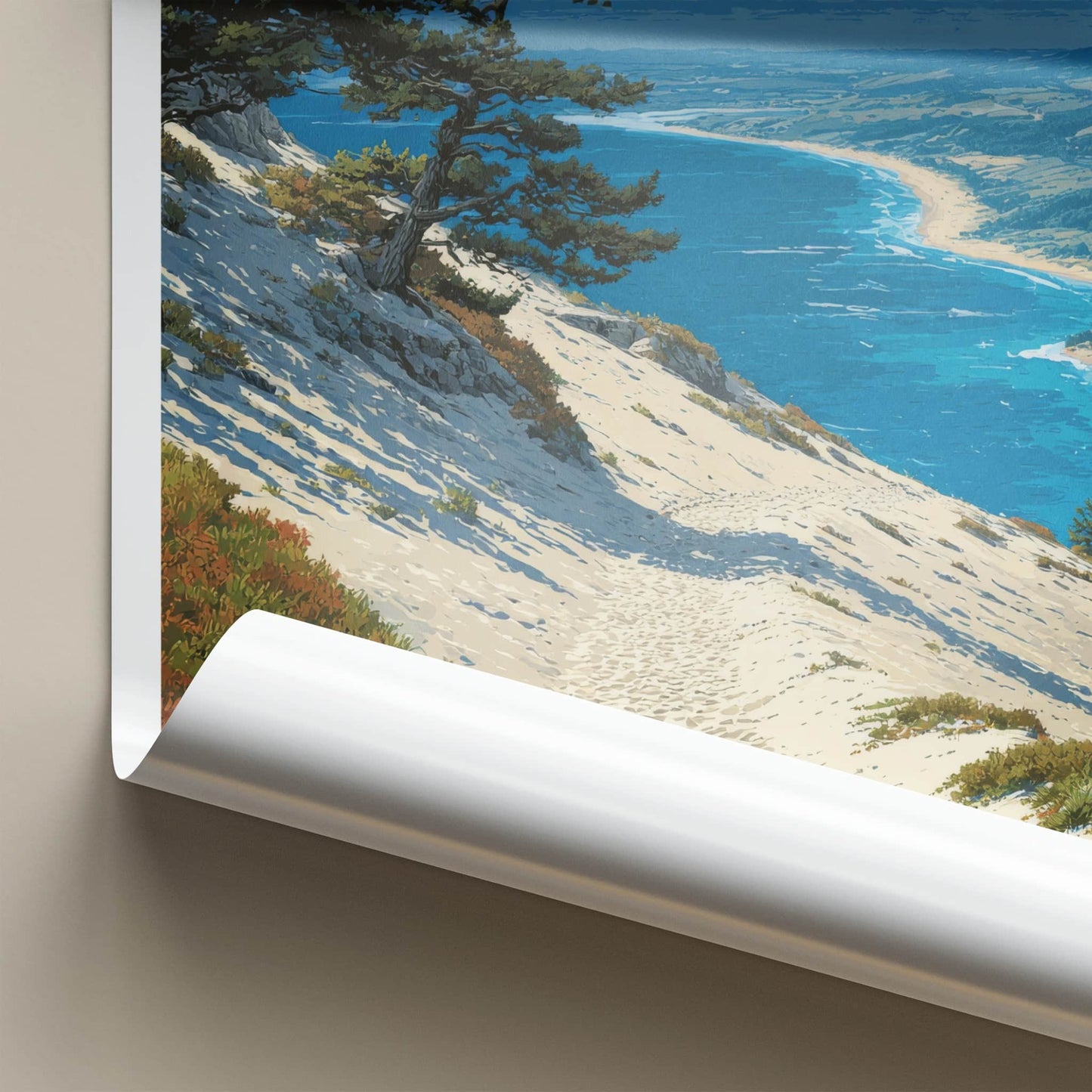 Dune du Pilat Poster - France Travel Art - Paraglider Ocean Beach Home Decor