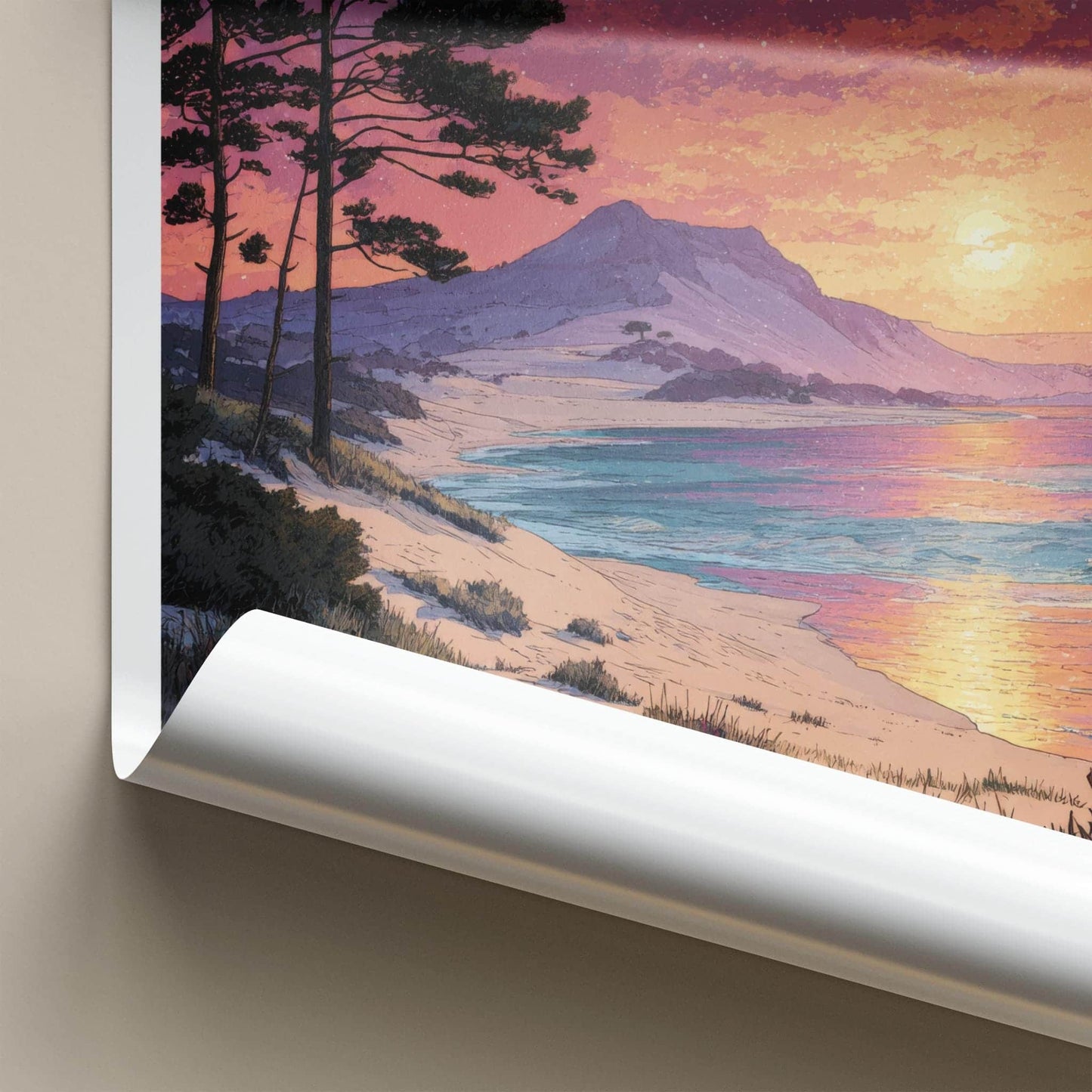 Dune du Pilat Poster - France Travel Art - starry sunset beach Home Decor