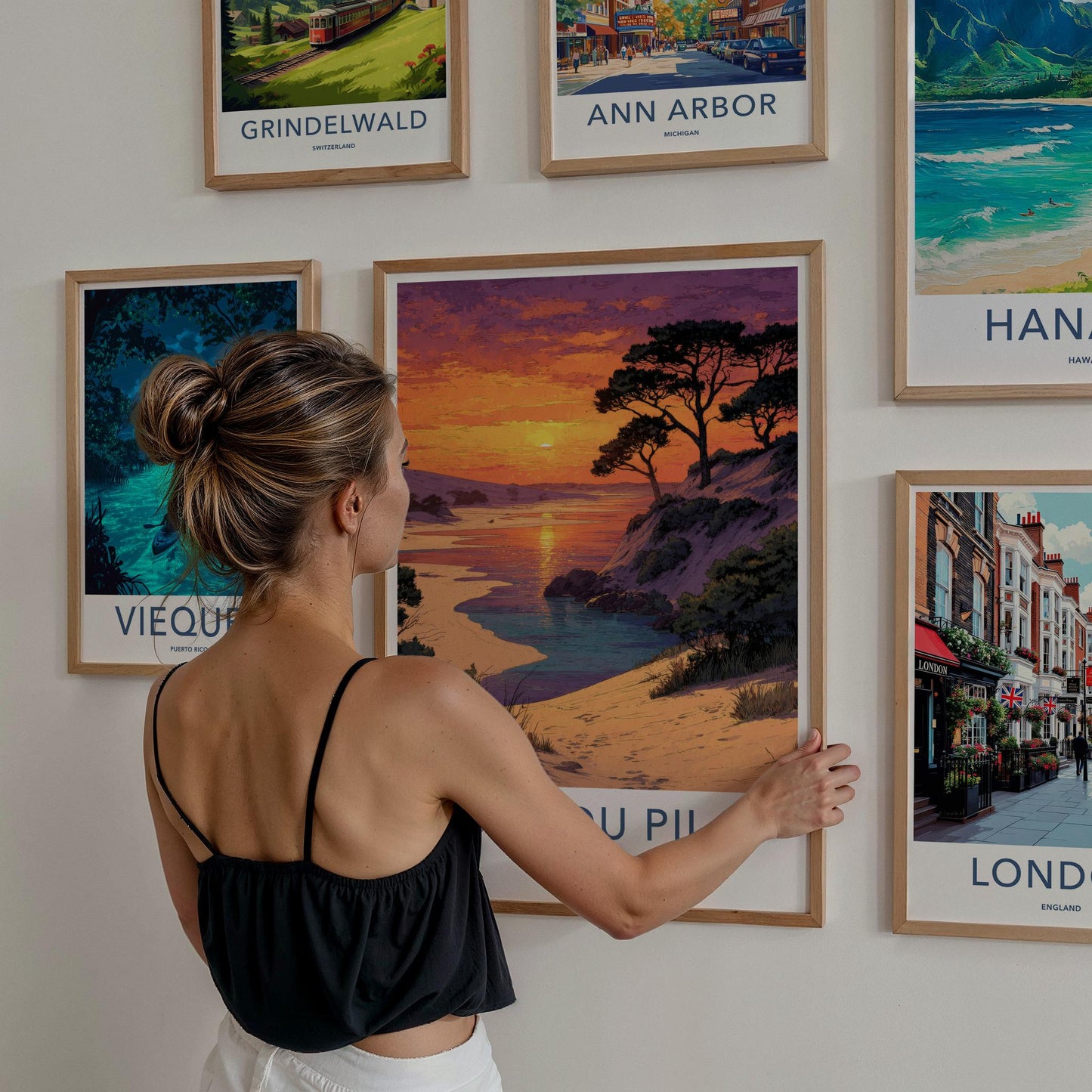 Dune du Pilat Poster - France Travel Art - Sunset Beach Pines Home Decor