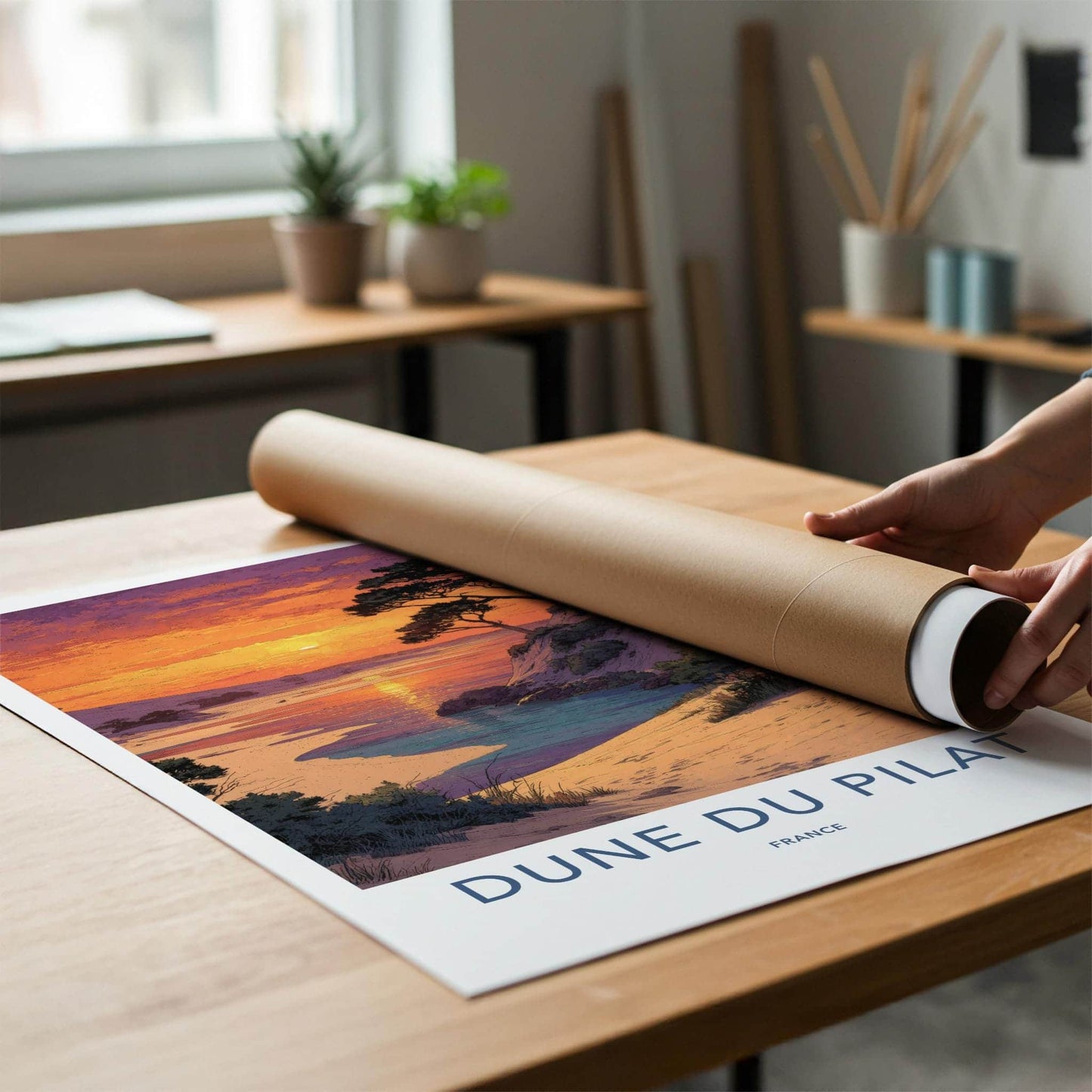 Dune du Pilat Poster - France Travel Art - Sunset Beach Pines Home Decor