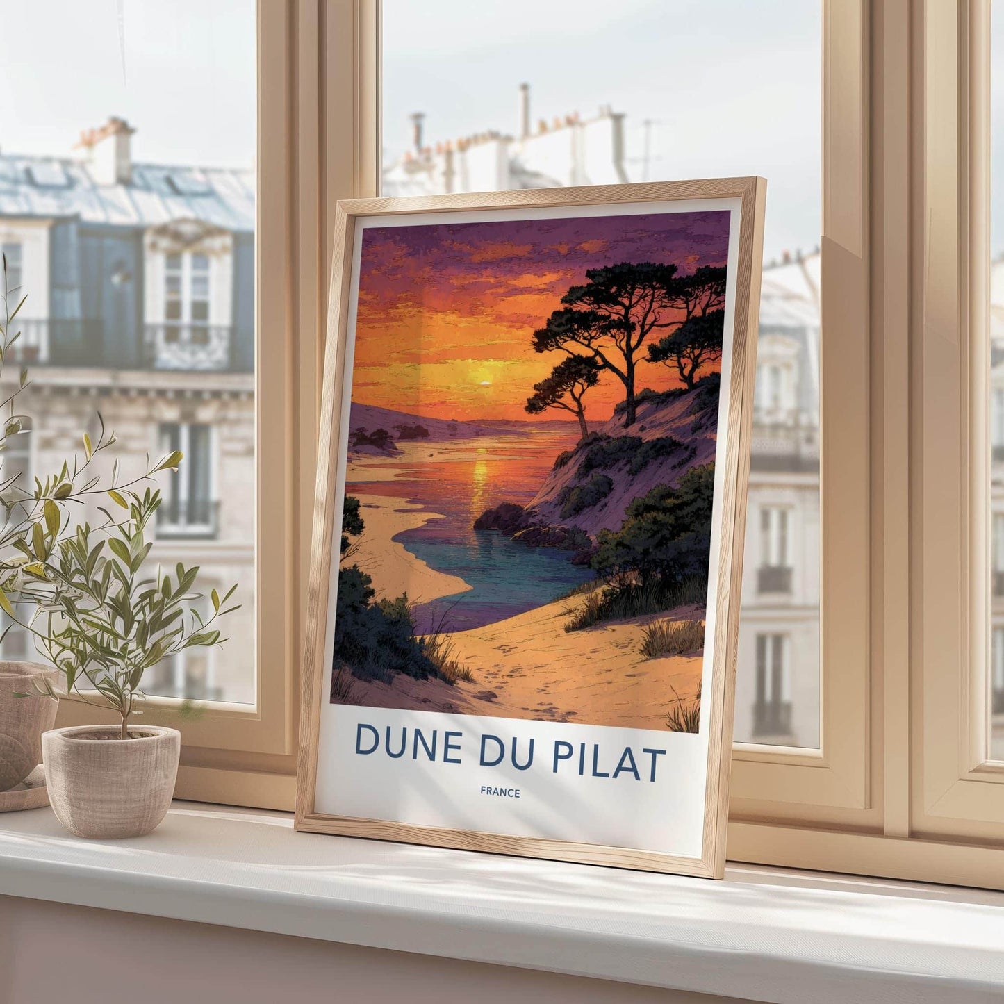Dune du Pilat Poster - France Travel Art - Sunset Beach Pines Home Decor
