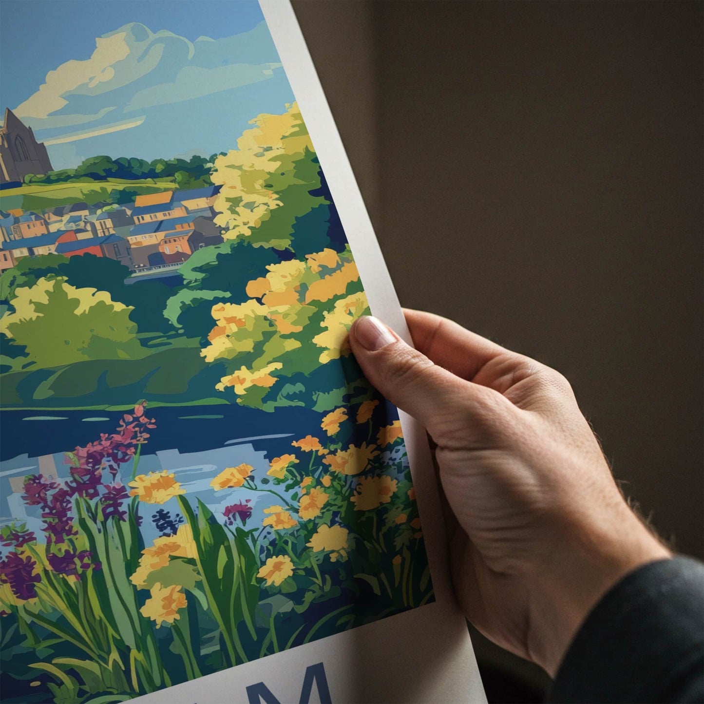 Durham Poster - England Travel Art - Historic Cathedral River Home Decor