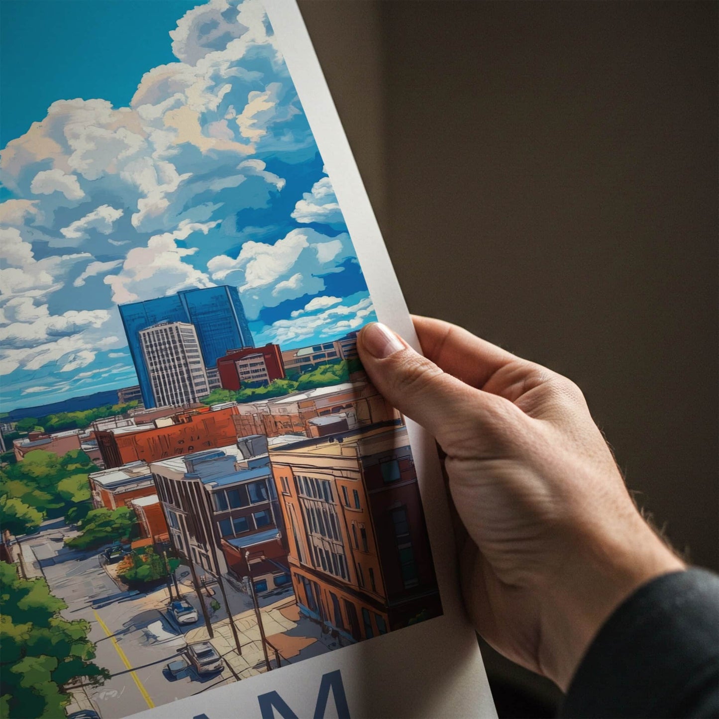 Durham Poster - North Carolina Travel Art - Cityscape Cloudy Sky Home Decor