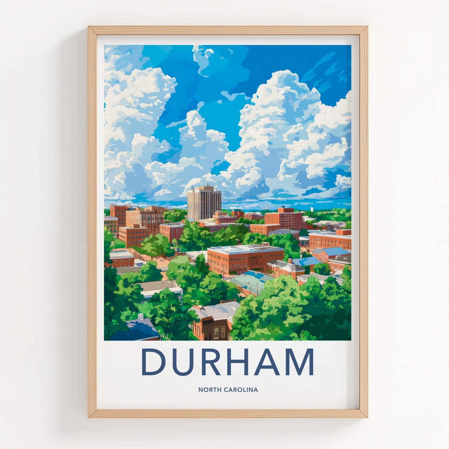 Durham Poster - North Carolina Travel Art - Lush Green Cityscape Home Decor