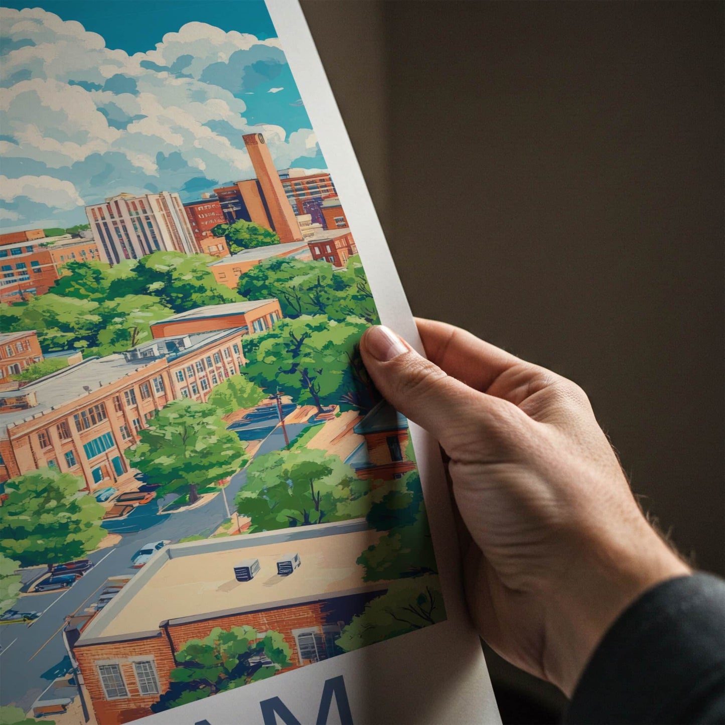 Durham Poster - North Carolina Wall Art - Vibrant Urban Landscape Home Decor