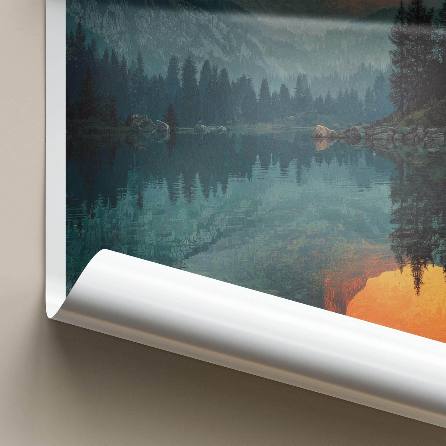 Durmitor Poster - Montenegro Travel Art - Fiery peak reflection Home Decor