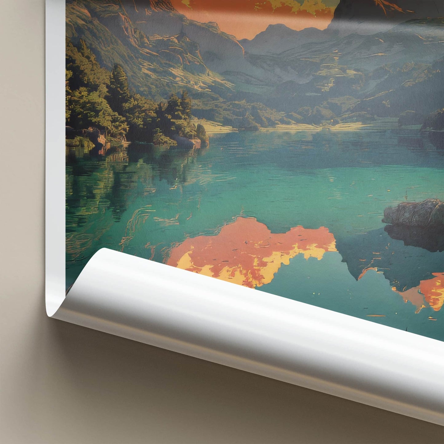 Durmitor Poster - Montenegro Travel Art - Orange Clouds Lake Wall Art