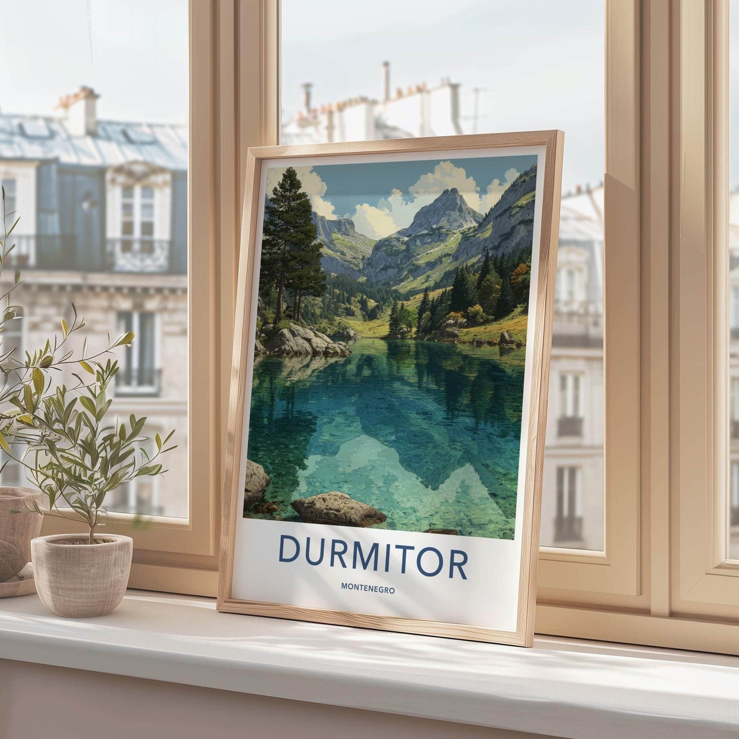 Durmitor Poster - Montenegro Travel Art - serene lake reflection Room Decor