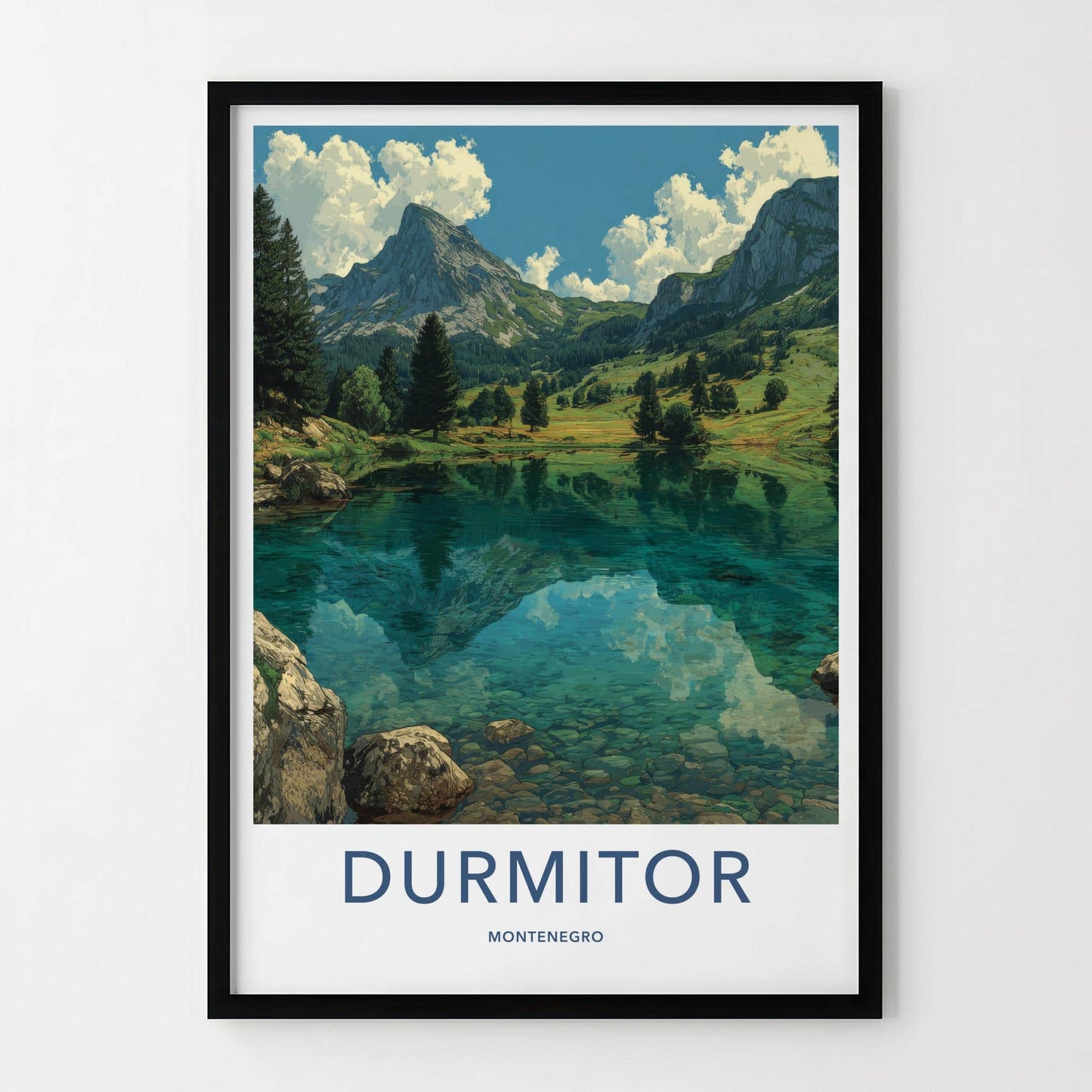 Durmitor Poster - Montenegro Travel Art - Turquoise Lake Mountains Wall Decor