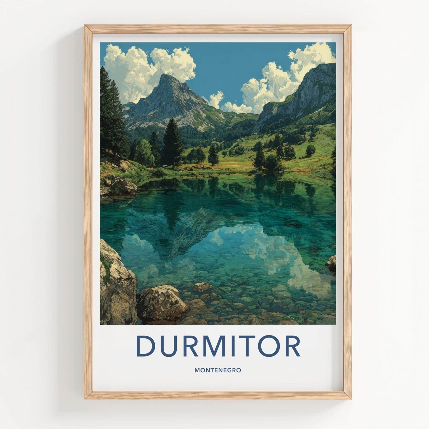 Durmitor Poster - Montenegro Travel Art - Turquoise Lake Mountains Wall Decor