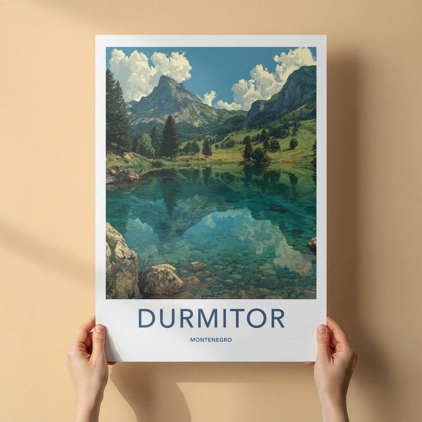 Durmitor Poster - Montenegro Travel Art - Turquoise Lake Mountains Wall Decor