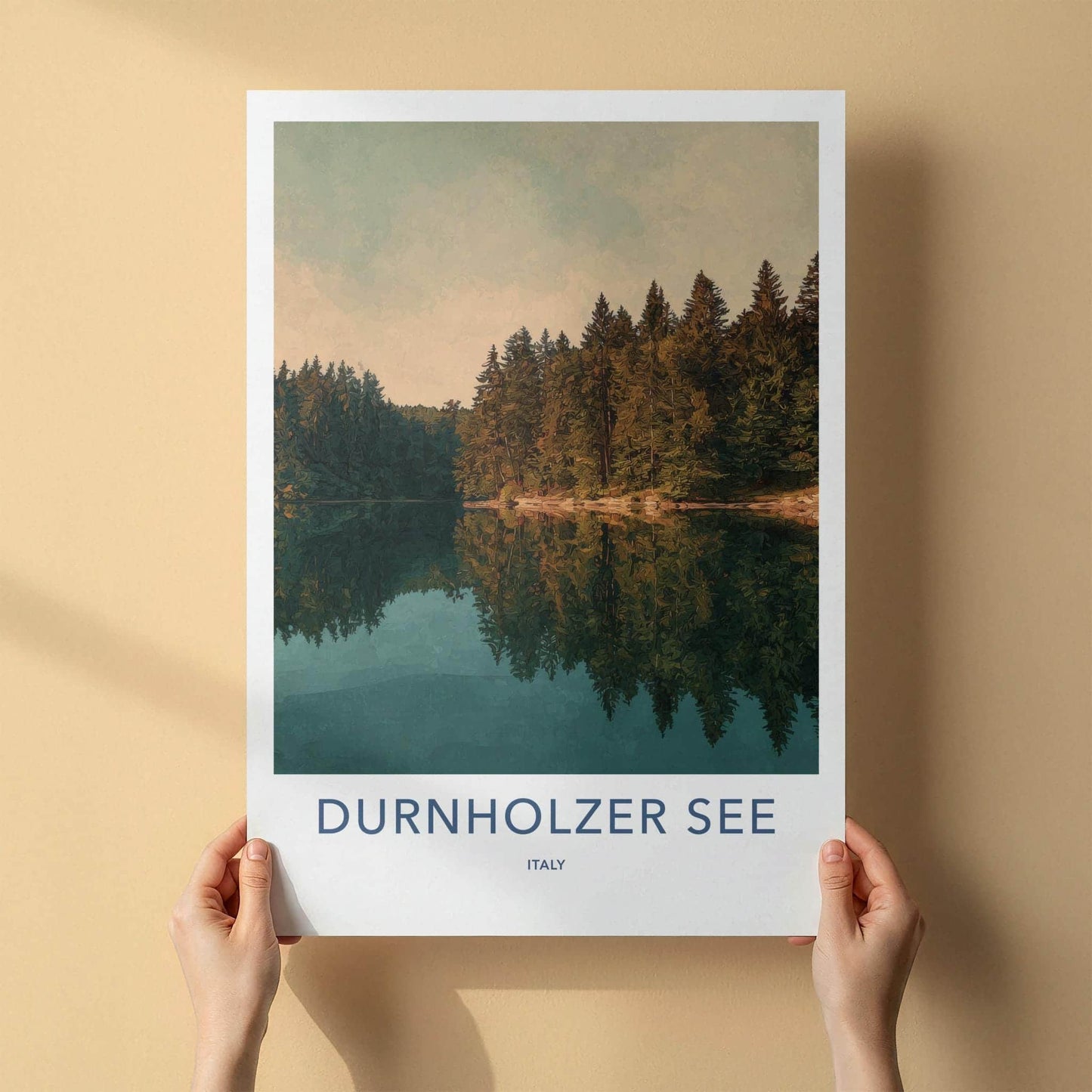 Durnholzer See Poster - Italy Scenic Art - Alpine Lake Reflection Home Decor
