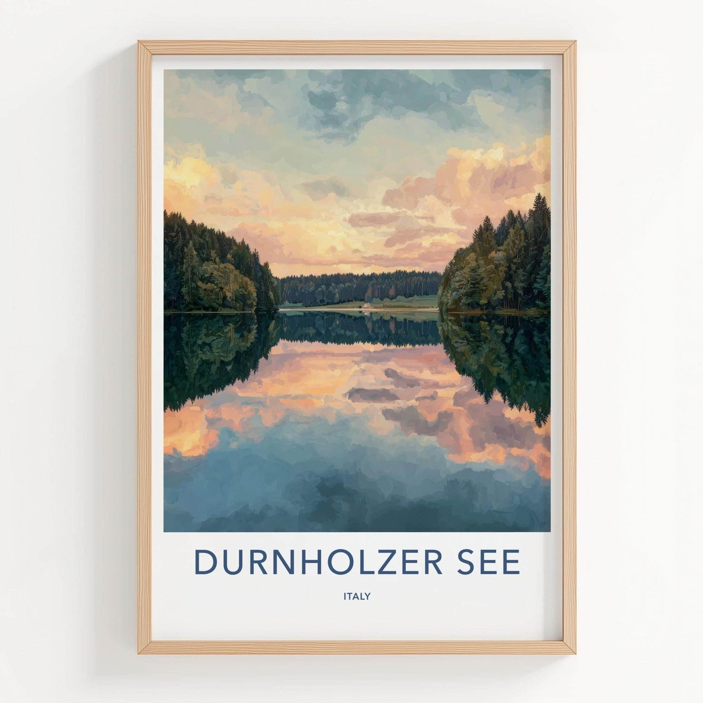 Durnholzer See Poster - Italy Scenic Art - Cloudy lake reflections Wall Decor