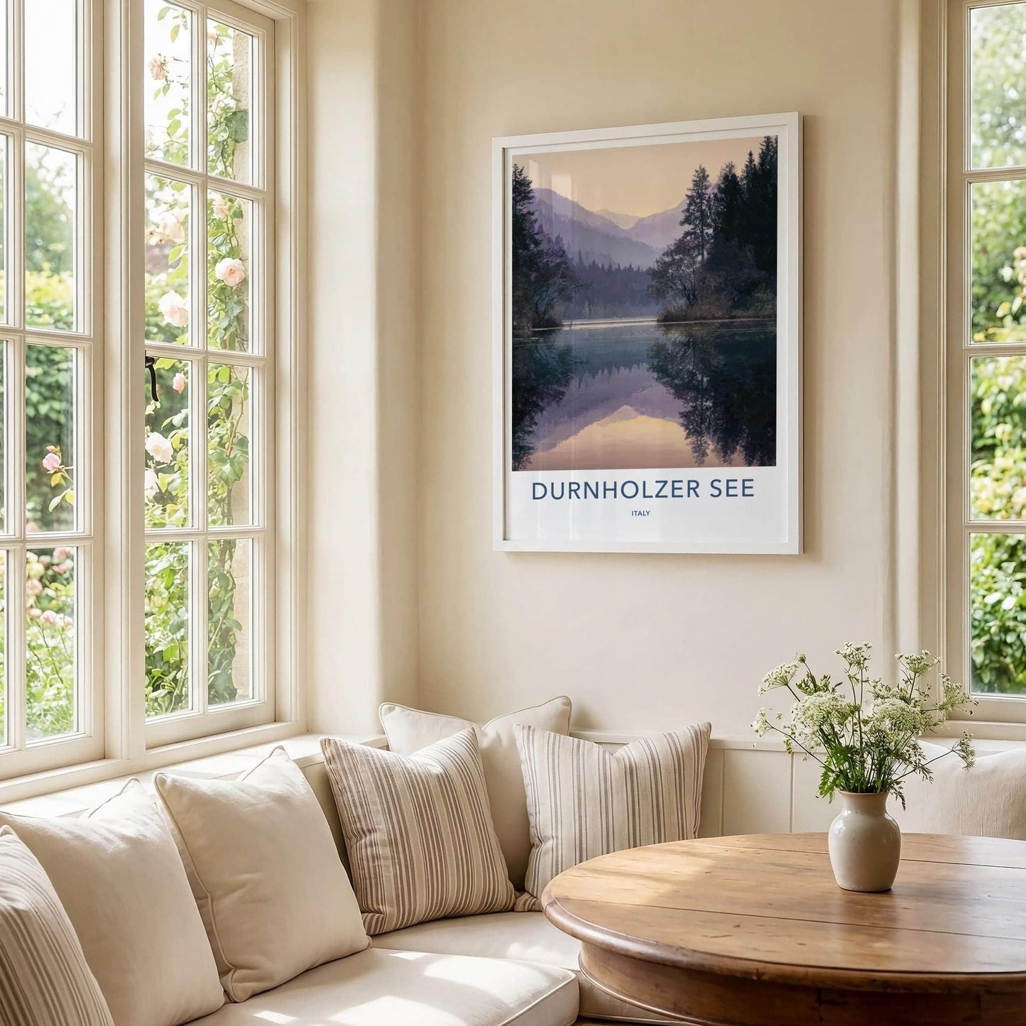 Durnholzer See Poster - Italy Travel Art - Misty Mountain Lake Home Decor