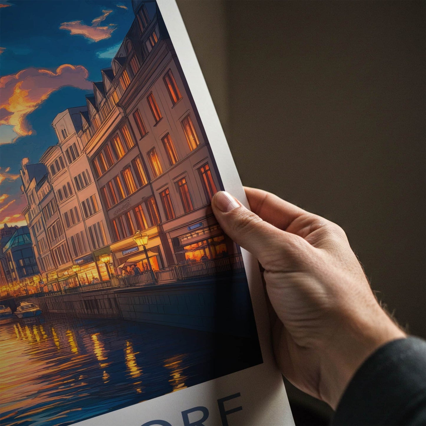Dusseldorf Poster - Germany Travel Art - Vibrant Canal Sunset Home Decor