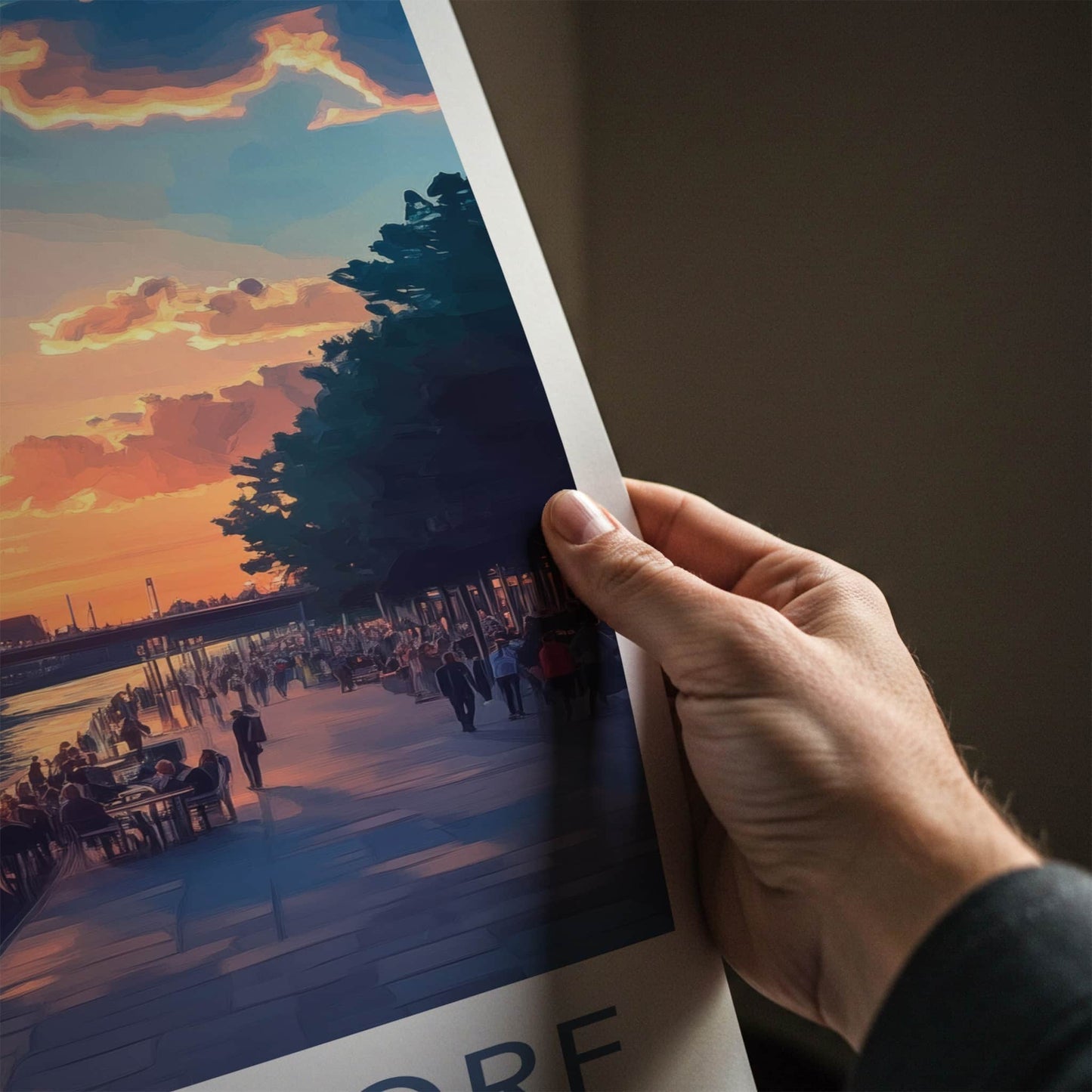 Dusseldorf Poster - Germany Travel Art - Vibrant sunset promenade Home Decor