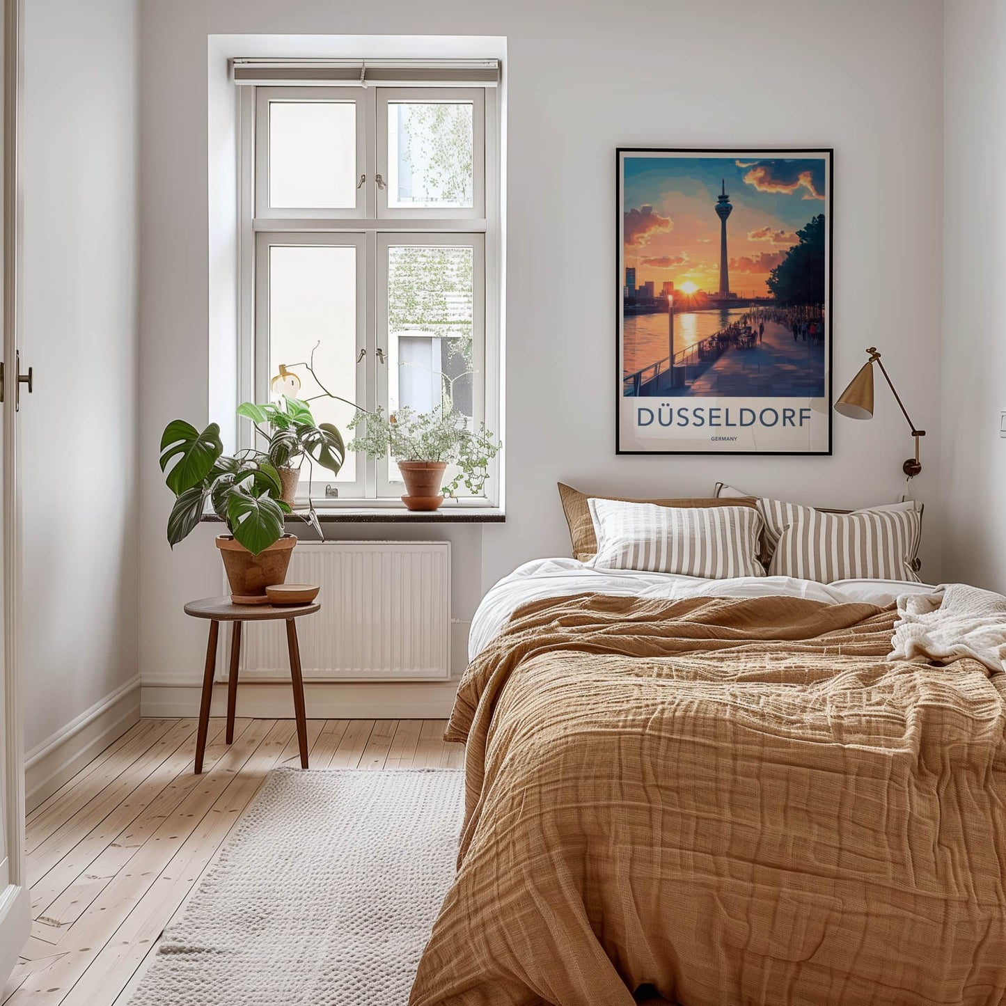 Dusseldorf Poster - Germany Travel Art - Vibrant sunset promenade Home Decor