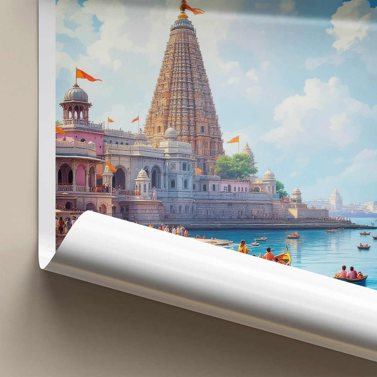 Dwarka Poster - India Art Print - Gujarat Grand Temple Vista Home Decor