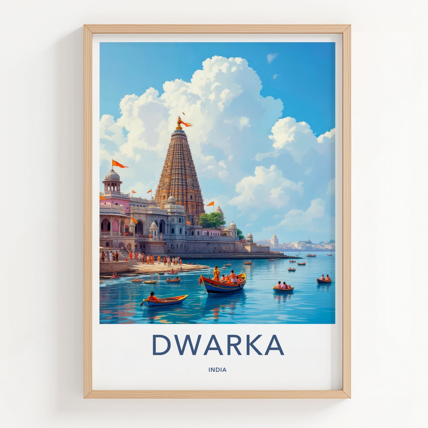 Dwarka Poster - India Art Print - Gujarat Grand Temple Vista Home Decor