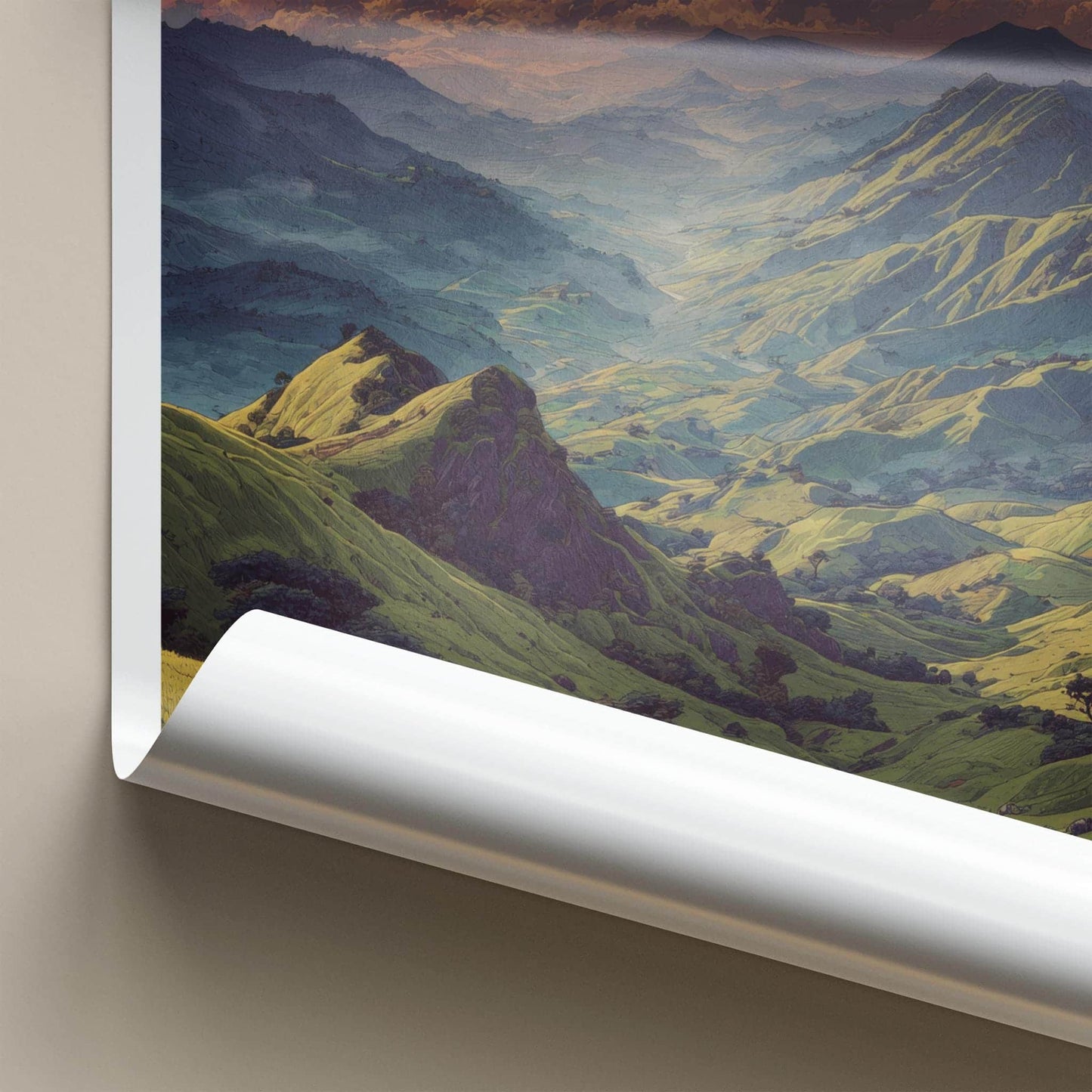 Dzukou Valley Poster - India Travel Art - Nagaland Golden Sky Valley Home Decor