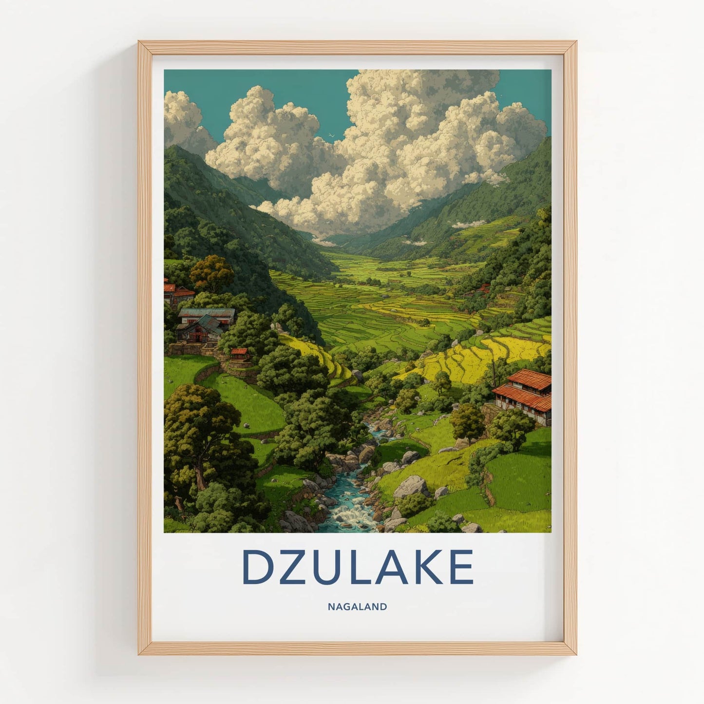 Dzulake Poster Nagaland Lush Terraces Stream Gallery Art